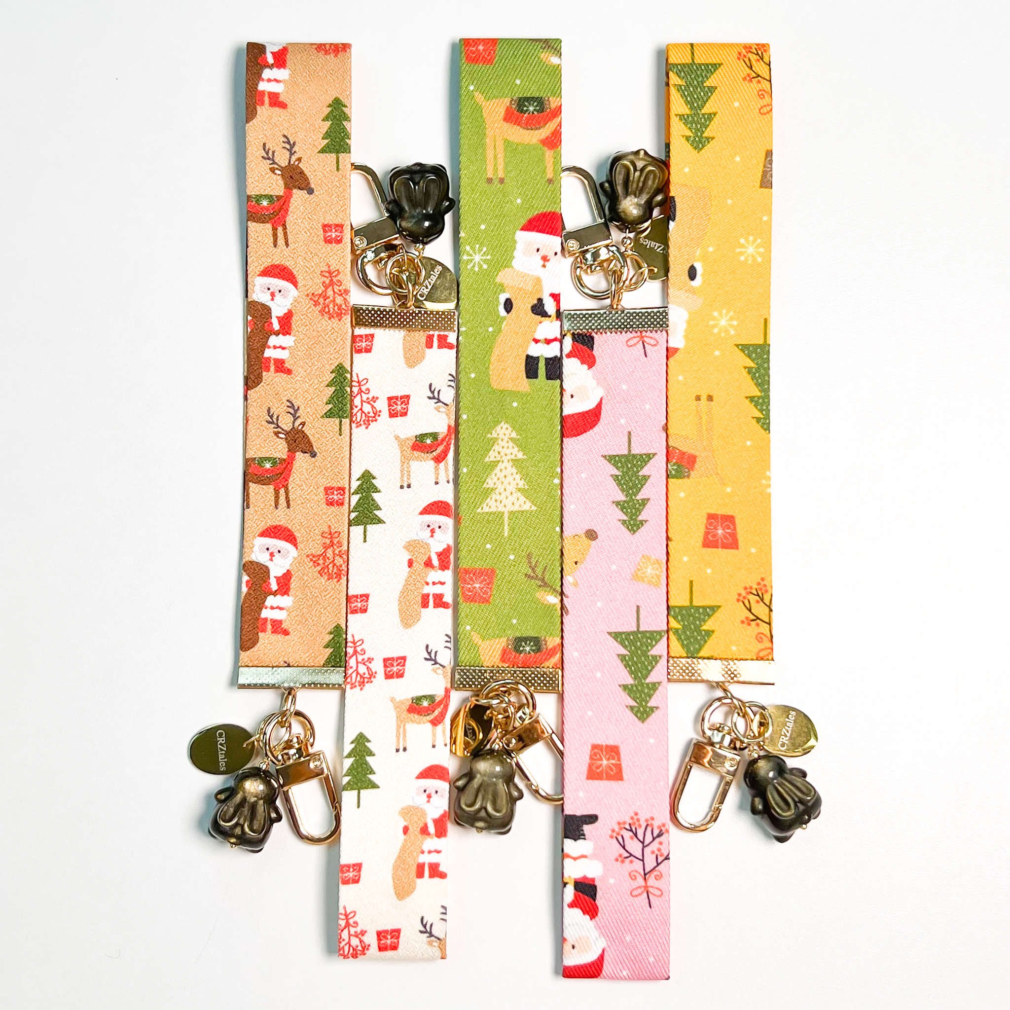 <<SG Seller>> CRZtales Golden Obsidian Chubby Bunny Crystal Charms Christmas Theme Fabric Chain CRZFabChain #CRZFabChains