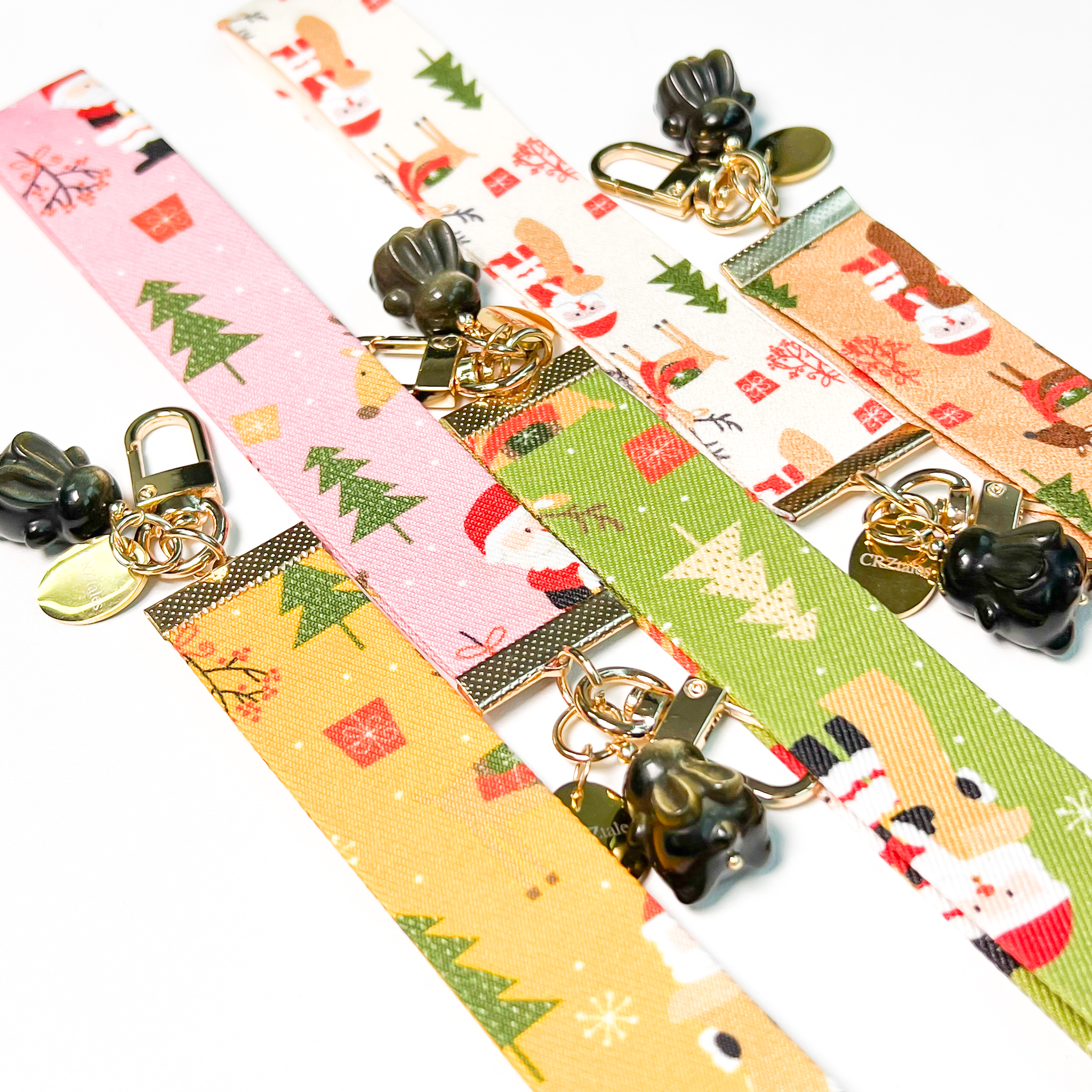 <<SG Seller>> CRZtales Golden Obsidian Chubby Bunny Crystal Charms Christmas Theme Fabric Chain CRZFabChain #CRZFabChains