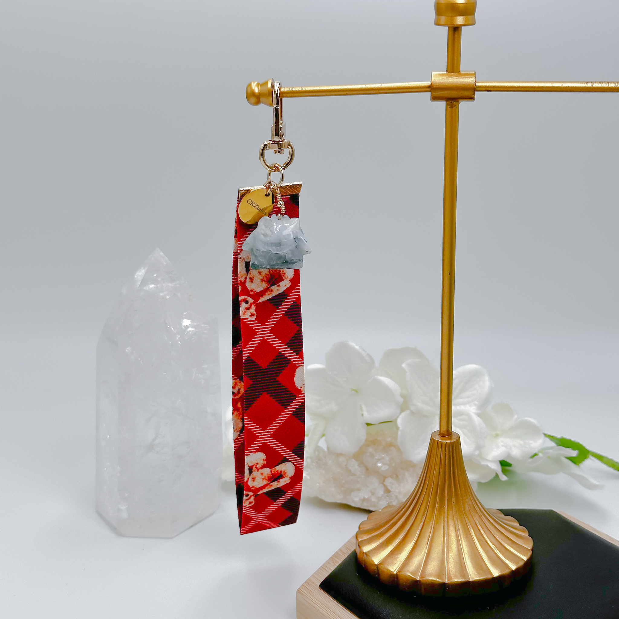 <<SG Seller>> CRZtales Moss Agate Gengar Crystal Charms Christmas Theme Fabric Chain CRZFabChain #CRZFabChains