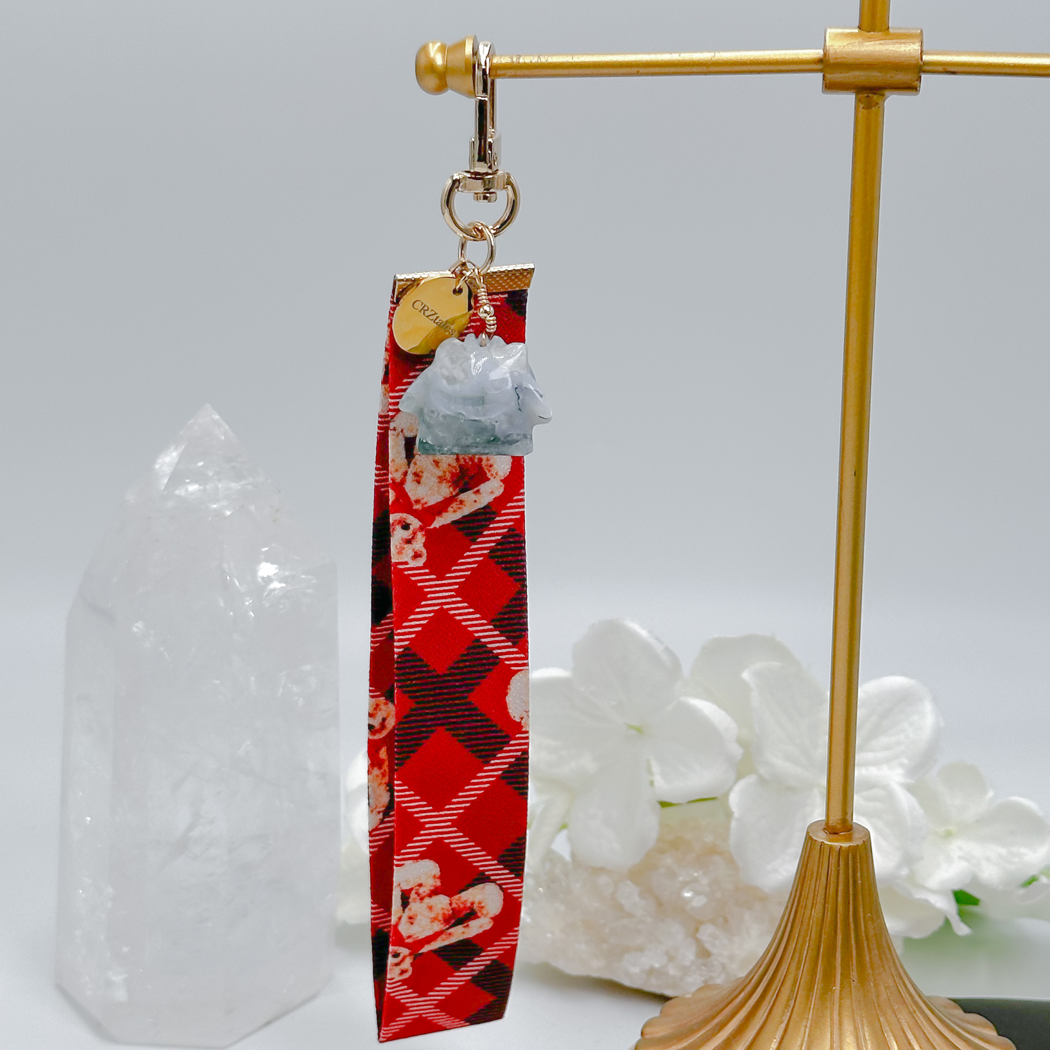 <<SG Seller>> CRZtales Moss Agate Gengar Crystal Charms Christmas Theme Fabric Chain CRZFabChain #CRZFabChains