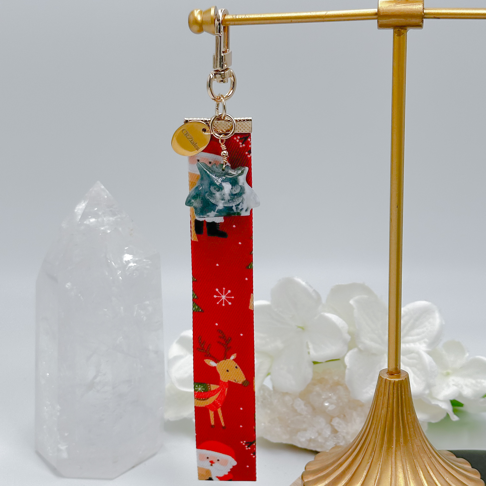 <<SG Seller>> CRZtales Moss Agate Gengar Crystal Charms Christmas Theme Fabric Chain CRZFabChain #CRZFabChains