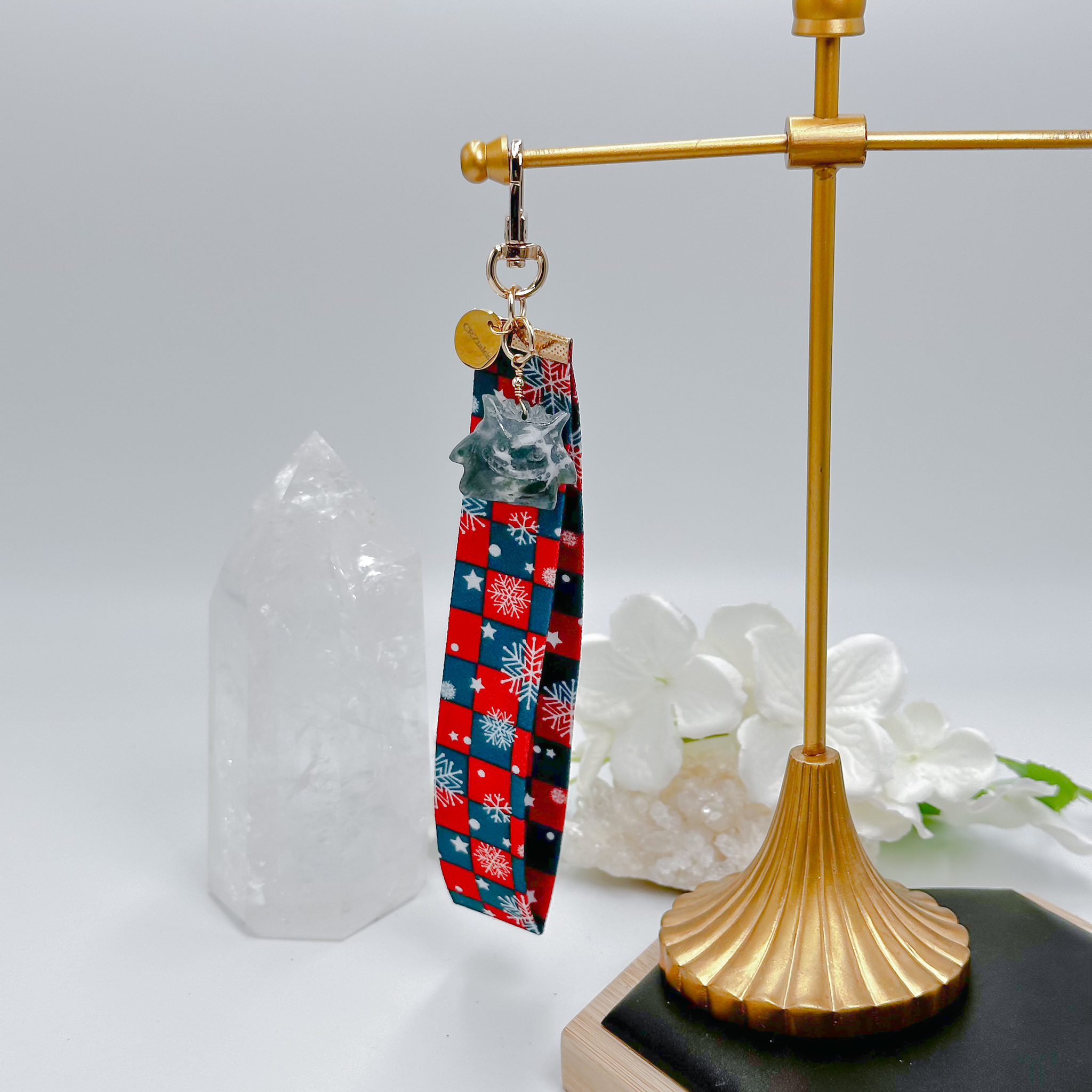 <<SG Seller>> CRZtales Moss Agate Gengar Crystal Charms Christmas Theme Fabric Chain CRZFabChain #CRZFabChains