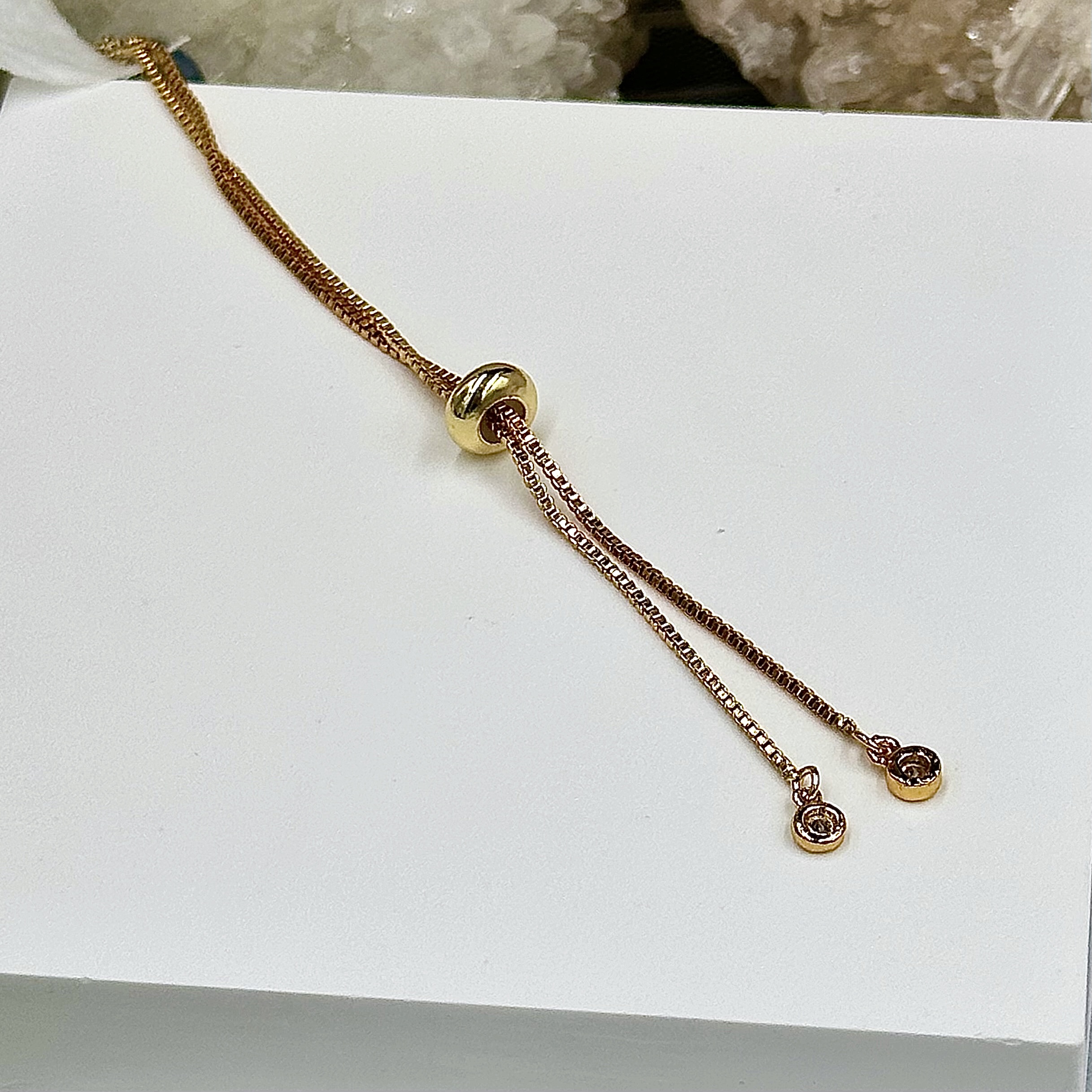 Kyanite Donut Gold Push-Pull Bracelet