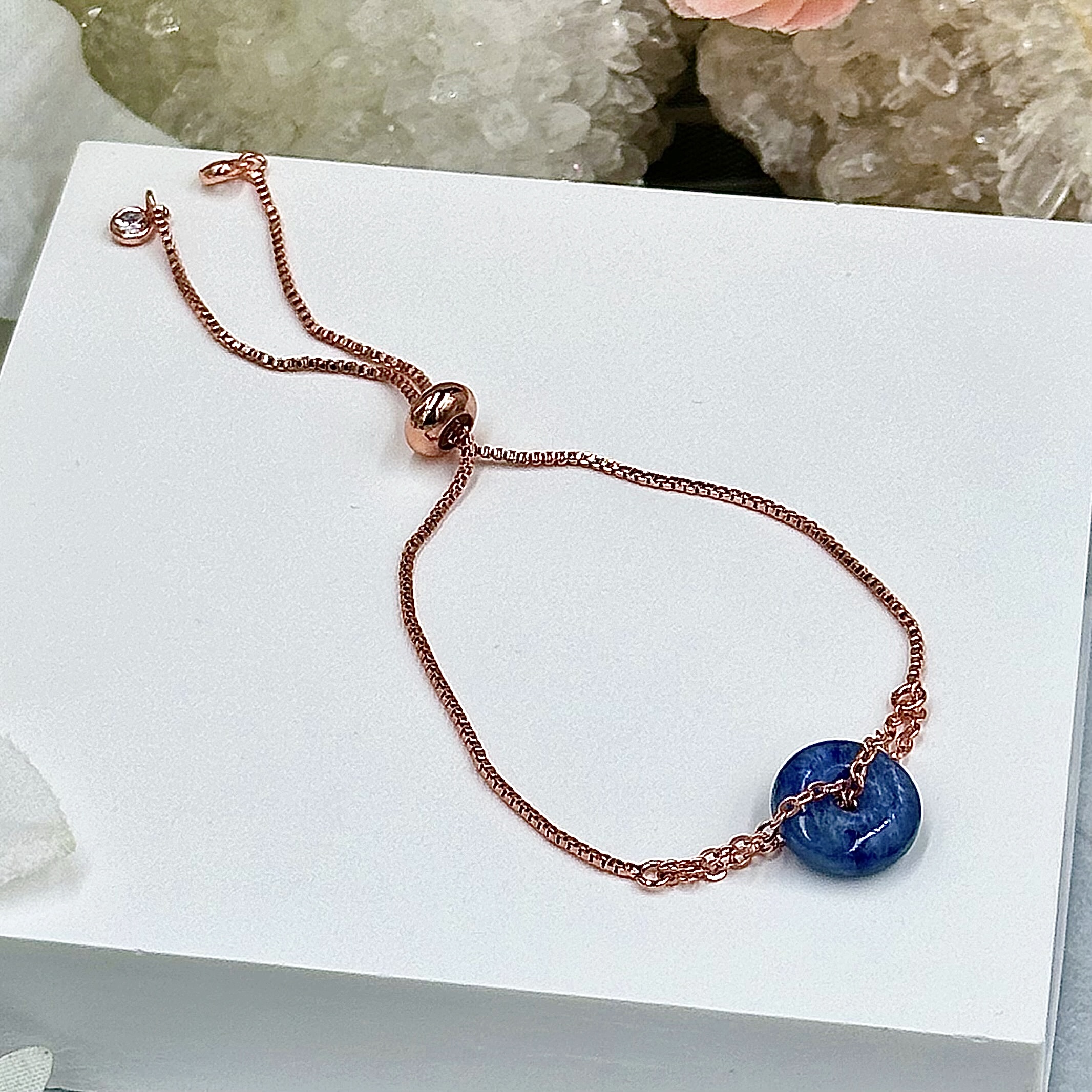 Kyanite Donut Rose Gold Push-Pull Bracelet