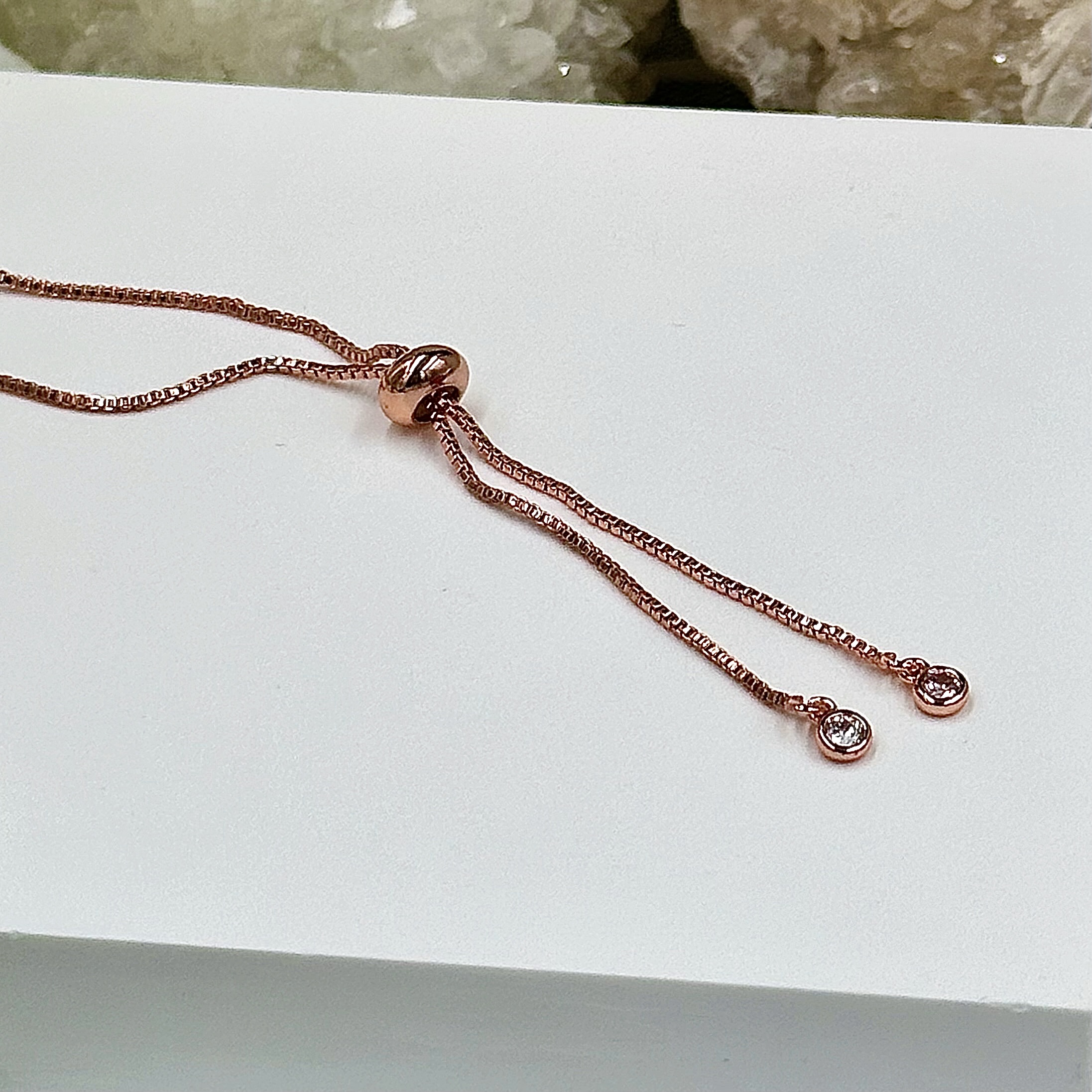 Kyanite Donut Rose Gold Push-Pull Bracelet