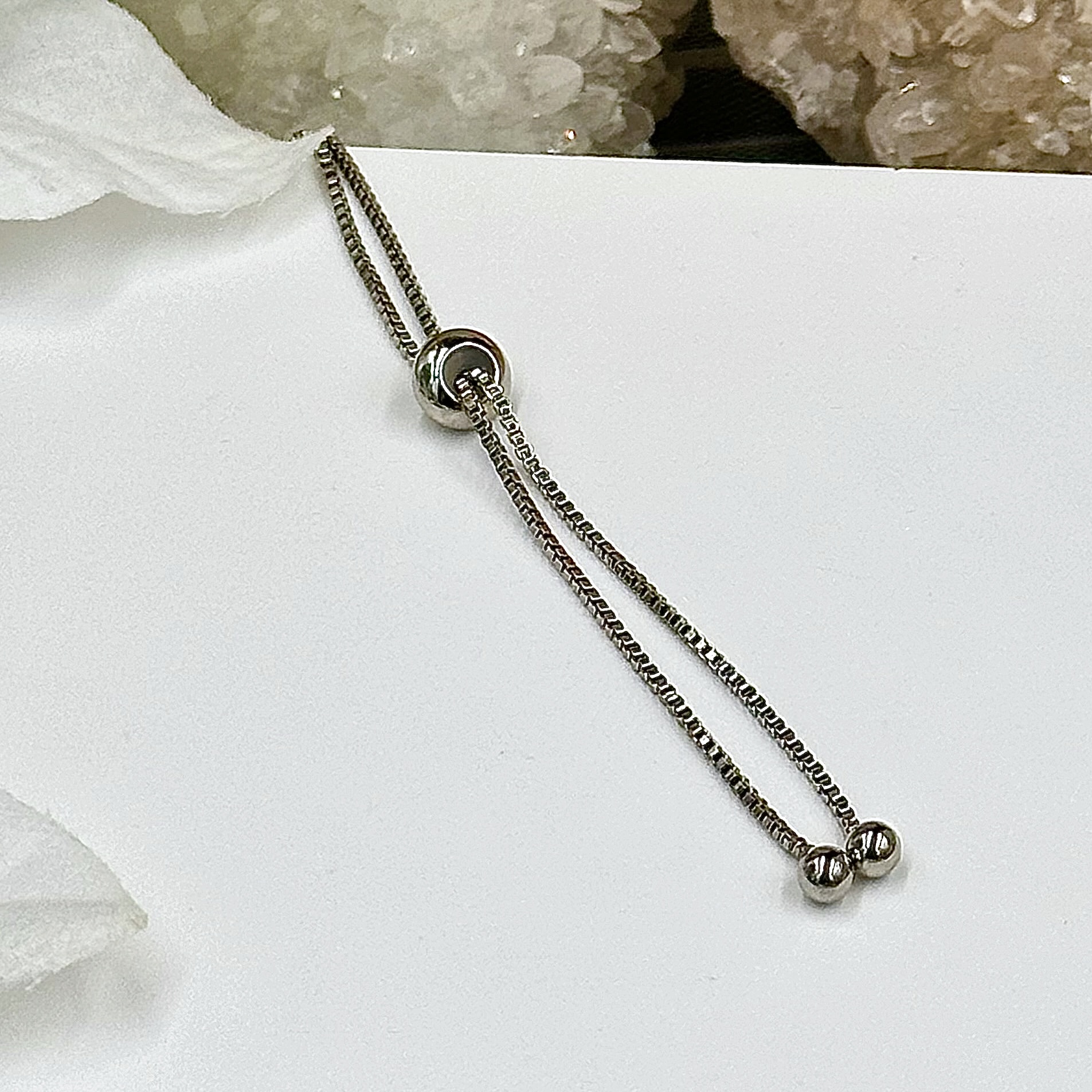 Kyanite Donut Silver Push-Pull Bracelet