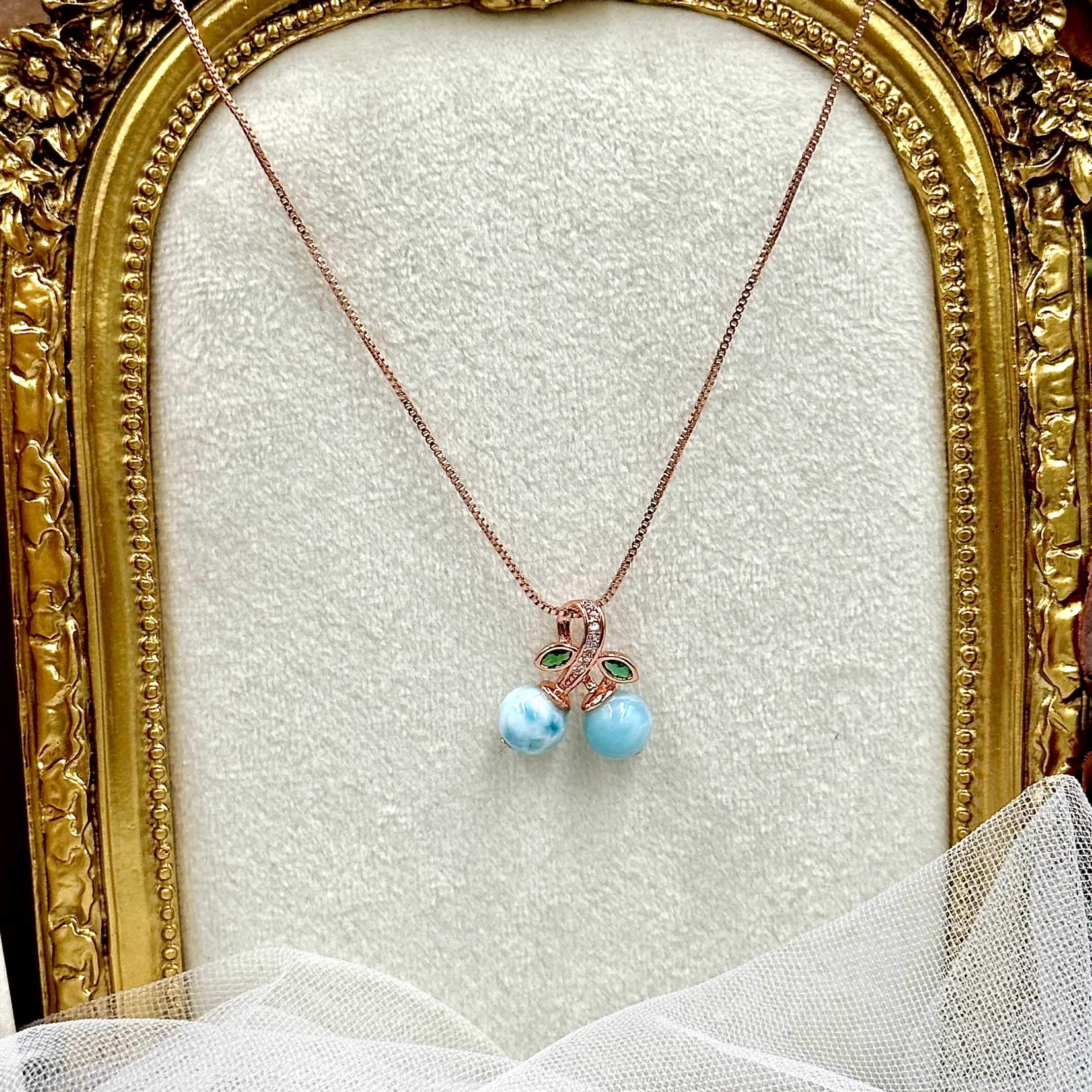Larimar Cherry Necklace