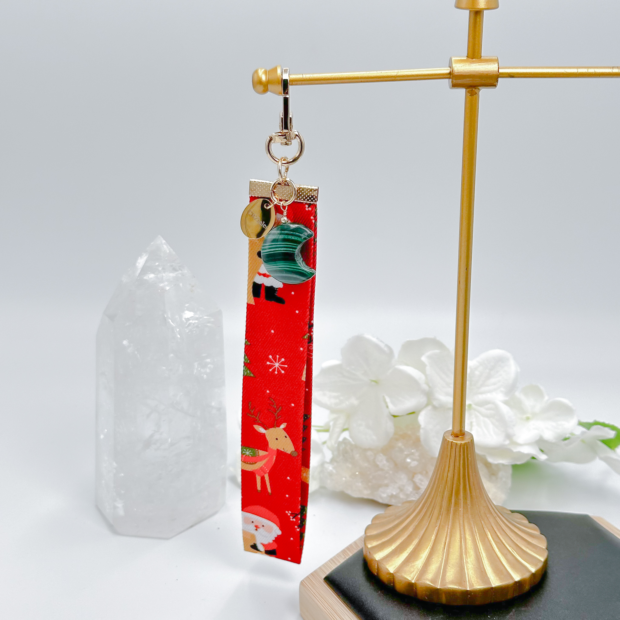 <<SG Seller>> CRZtales Malachite Heart Crystal Charms Christmas Theme Fabric Chain CRZFabChain #CRZFabChains