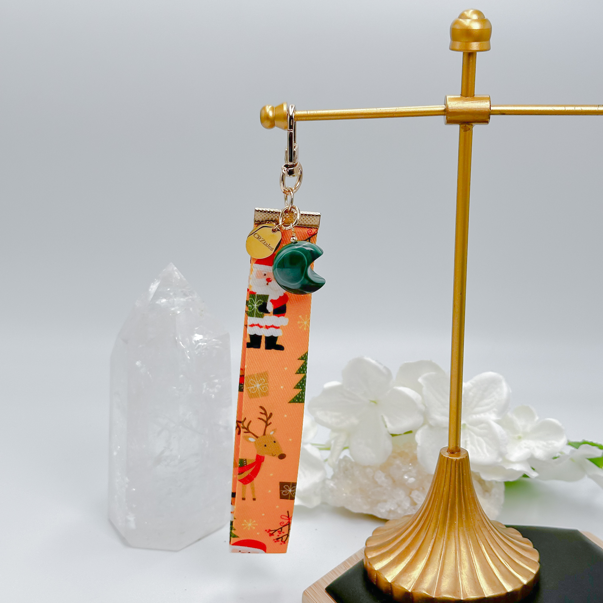 <<SG Seller>> CRZtales Malachite Heart Crystal Charms Christmas Theme Fabric Chain CRZFabChain #CRZFabChains