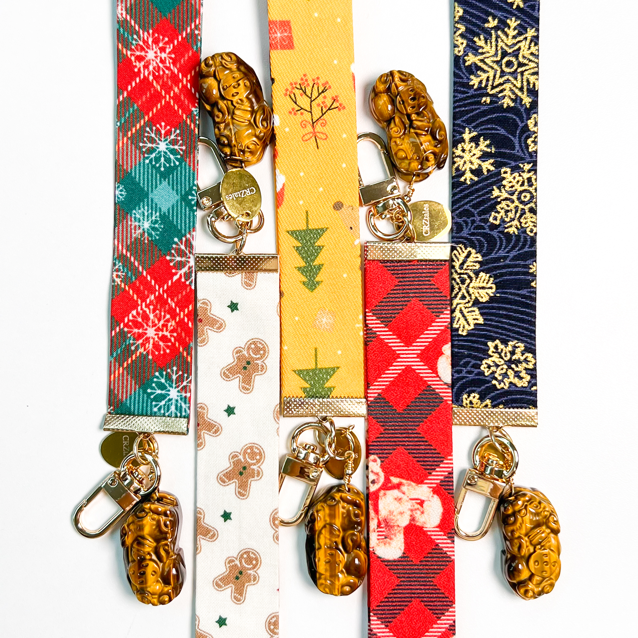<<SG Seller>> CRZtales Tiger Eye Pixiu Crystal Charms Christmas Theme Fabric Chain CRZFabChain #CRZFabChains