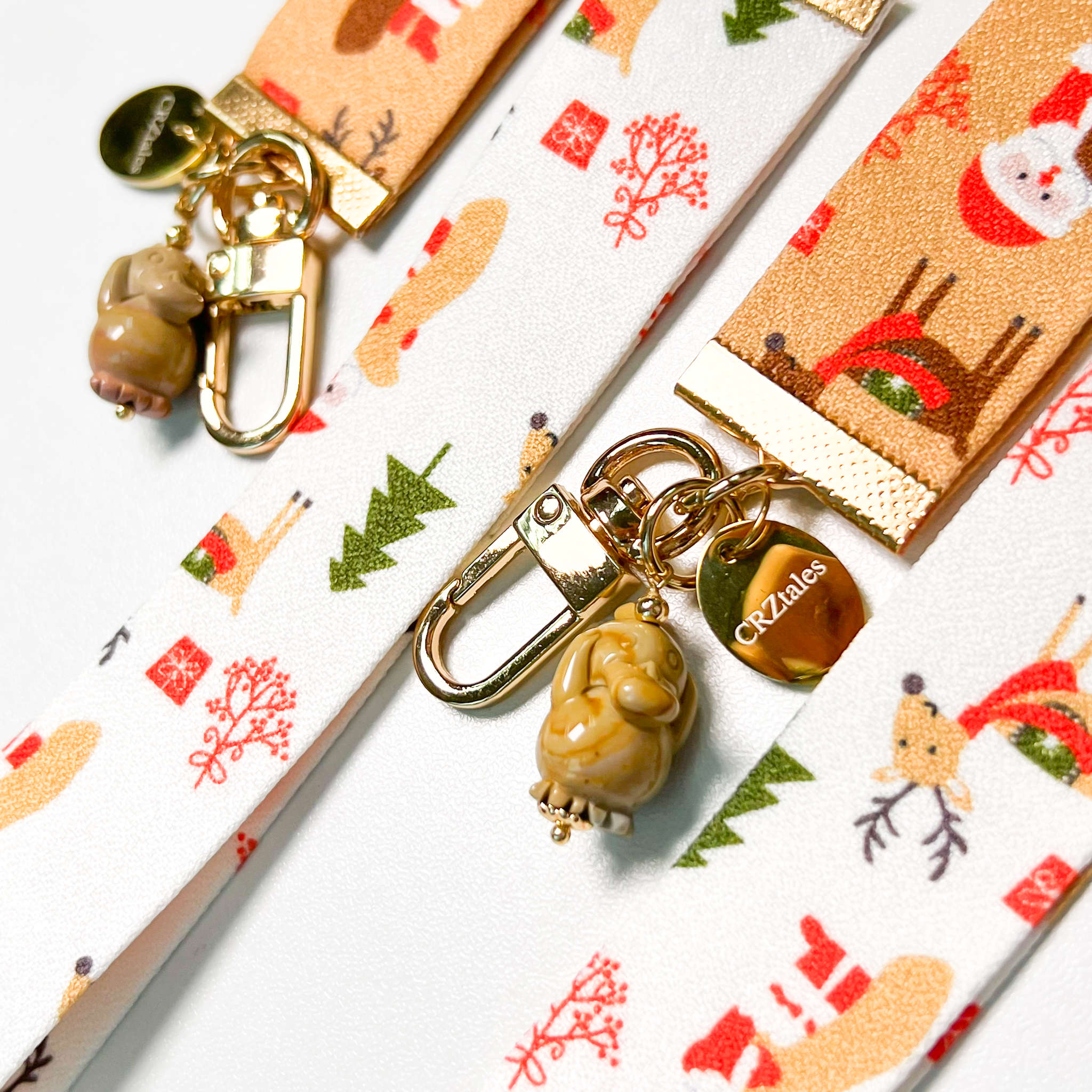 <<SG Seller>> CRZtales Alashan Agate Psyduck Crystal Charms Christmas Theme Fabric Chain CRZFabChain #CRZFabChains