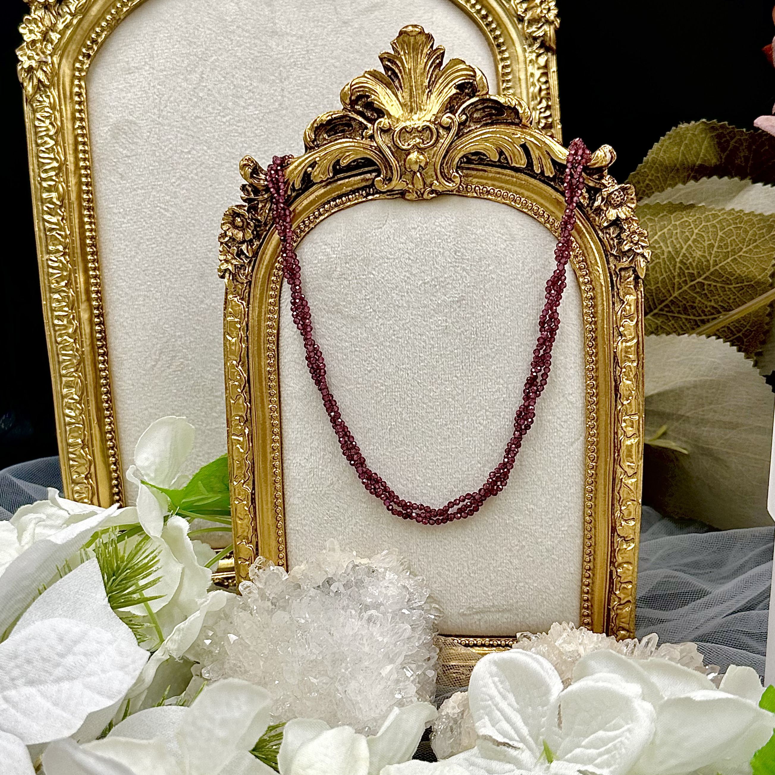 Purple Garnet Beaded Necklace