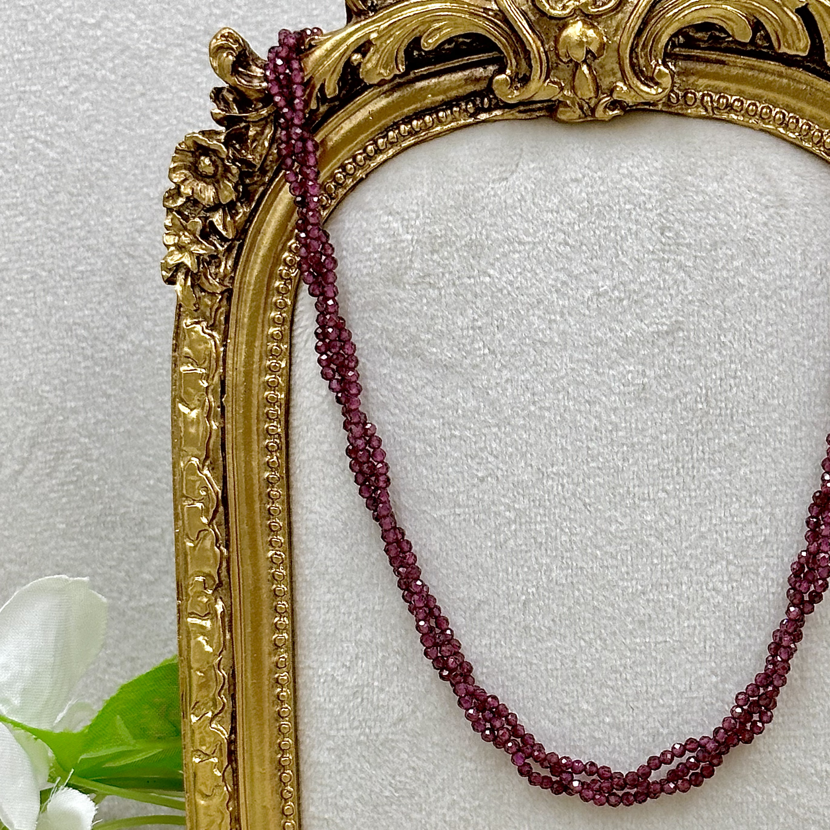 Purple Garnet Beaded Necklace