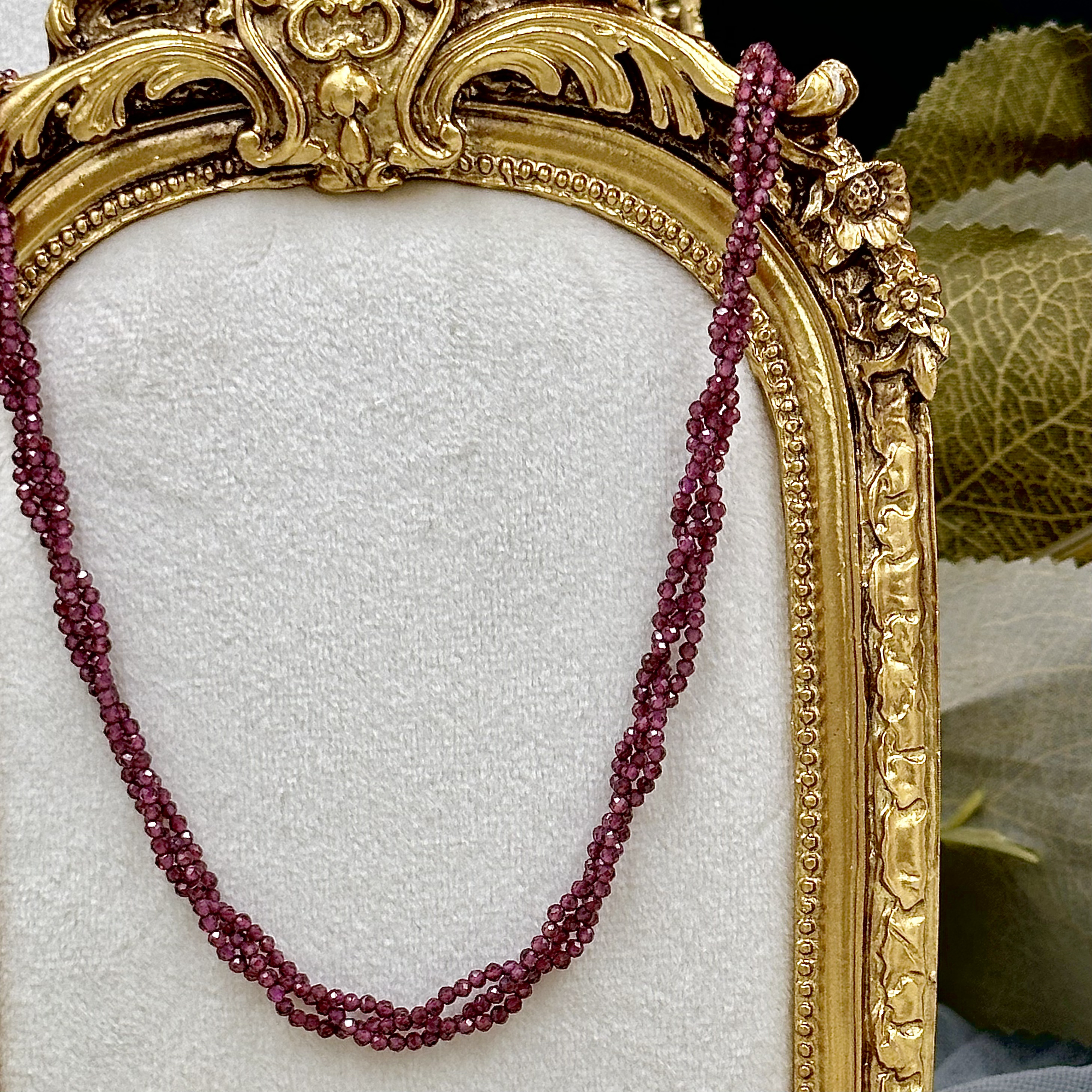 Purple Garnet Beaded Necklace