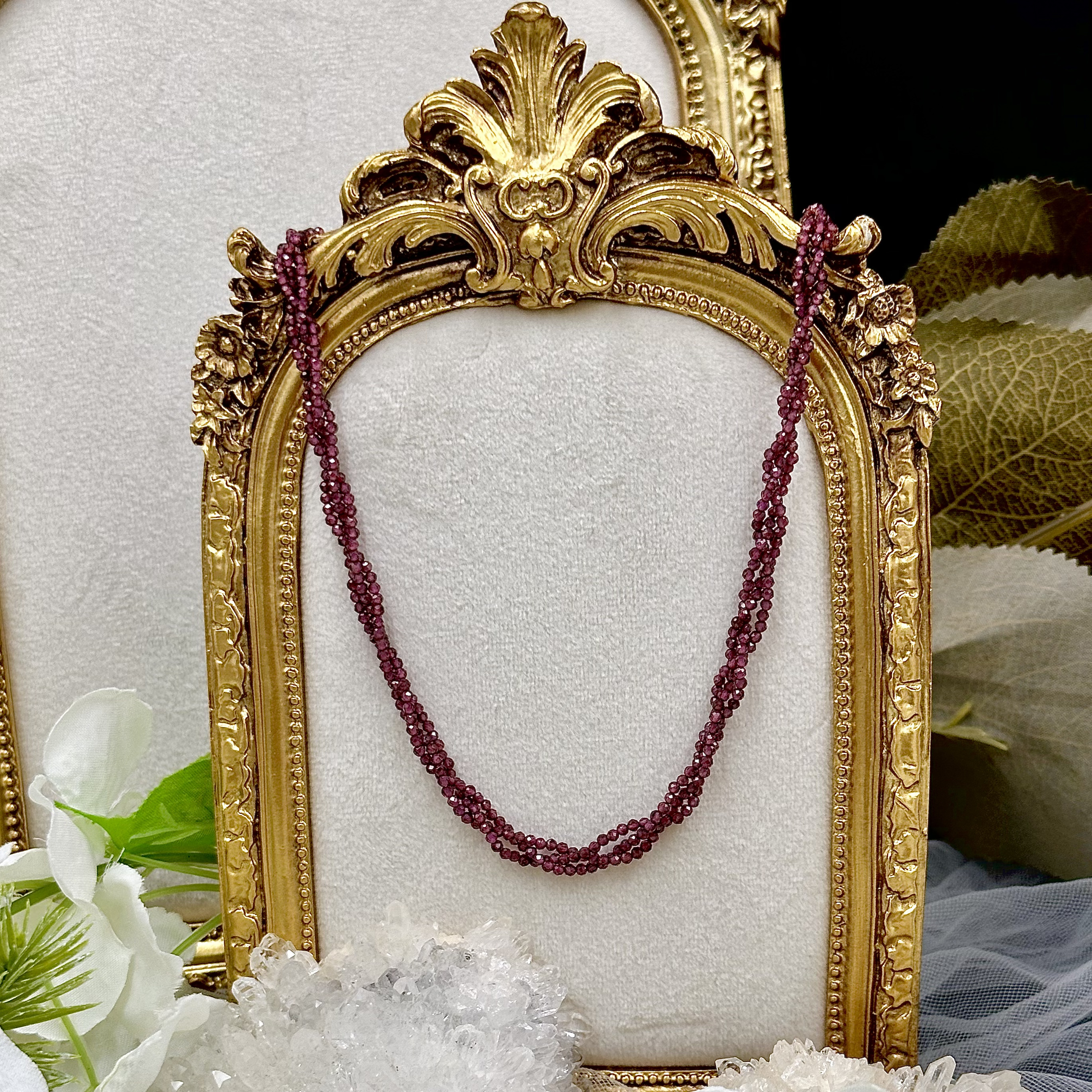 Purple Garnet Beaded Necklace