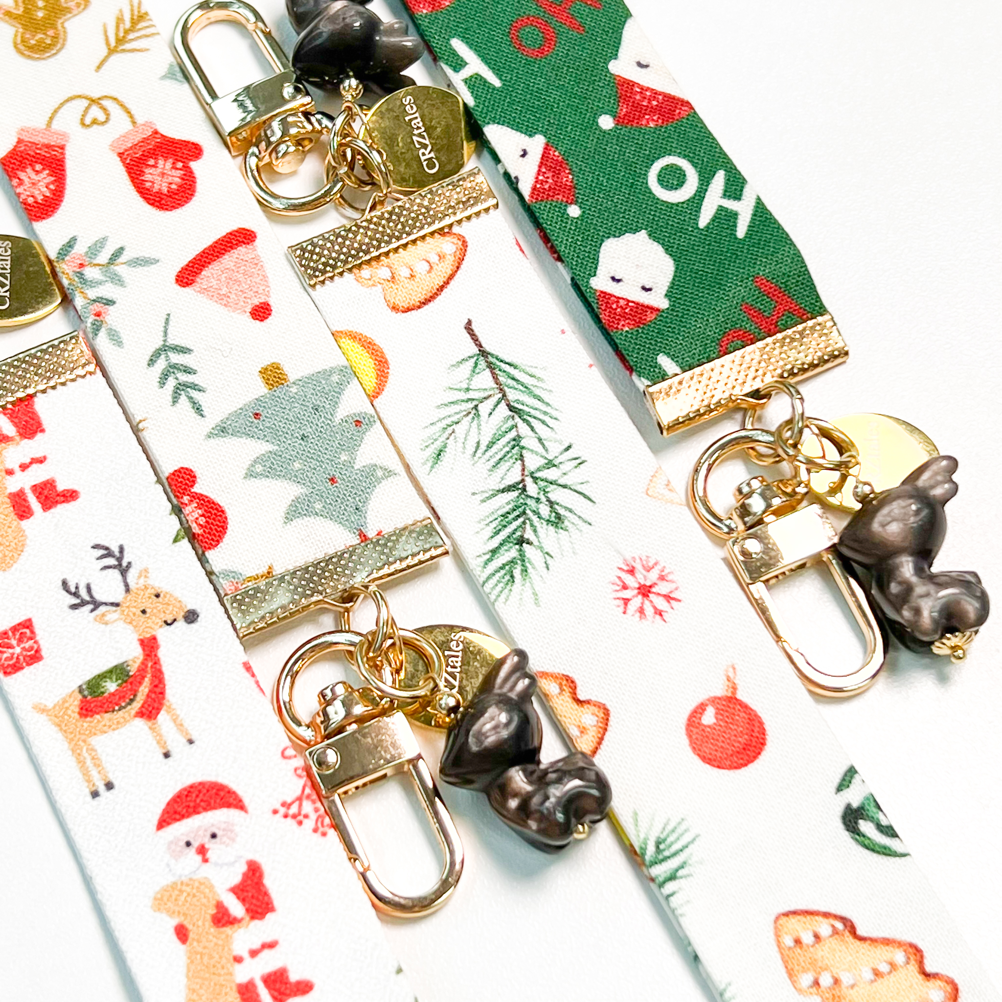 <<SG Seller>> CRZtales Silver Obsidian Reindeer Crystal Charms Christmas Theme Fabric Chain CRZFabChain #CRZFabChains