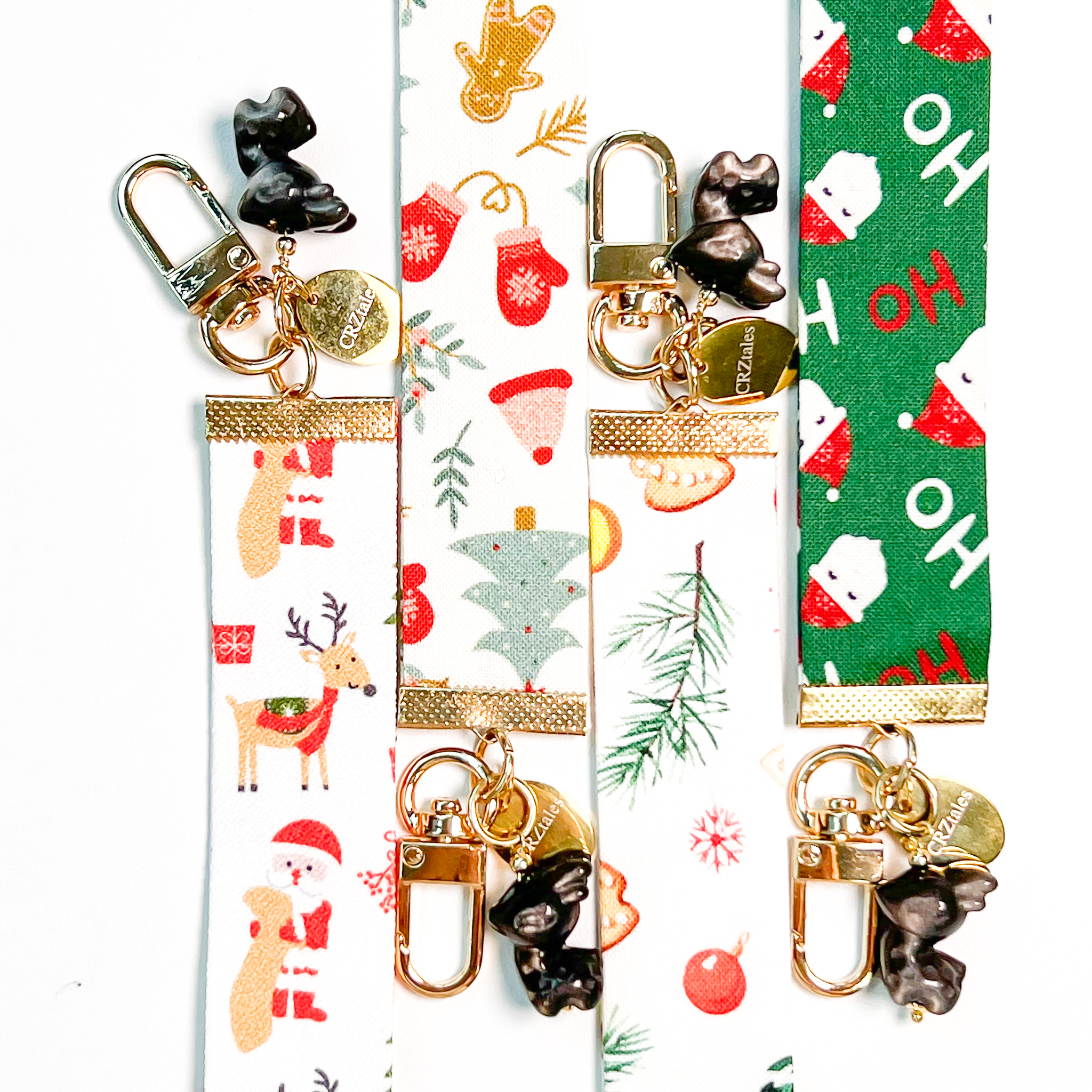 <<SG Seller>> CRZtales Silver Obsidian Reindeer Crystal Charms Christmas Theme Fabric Chain CRZFabChain #CRZFabChains