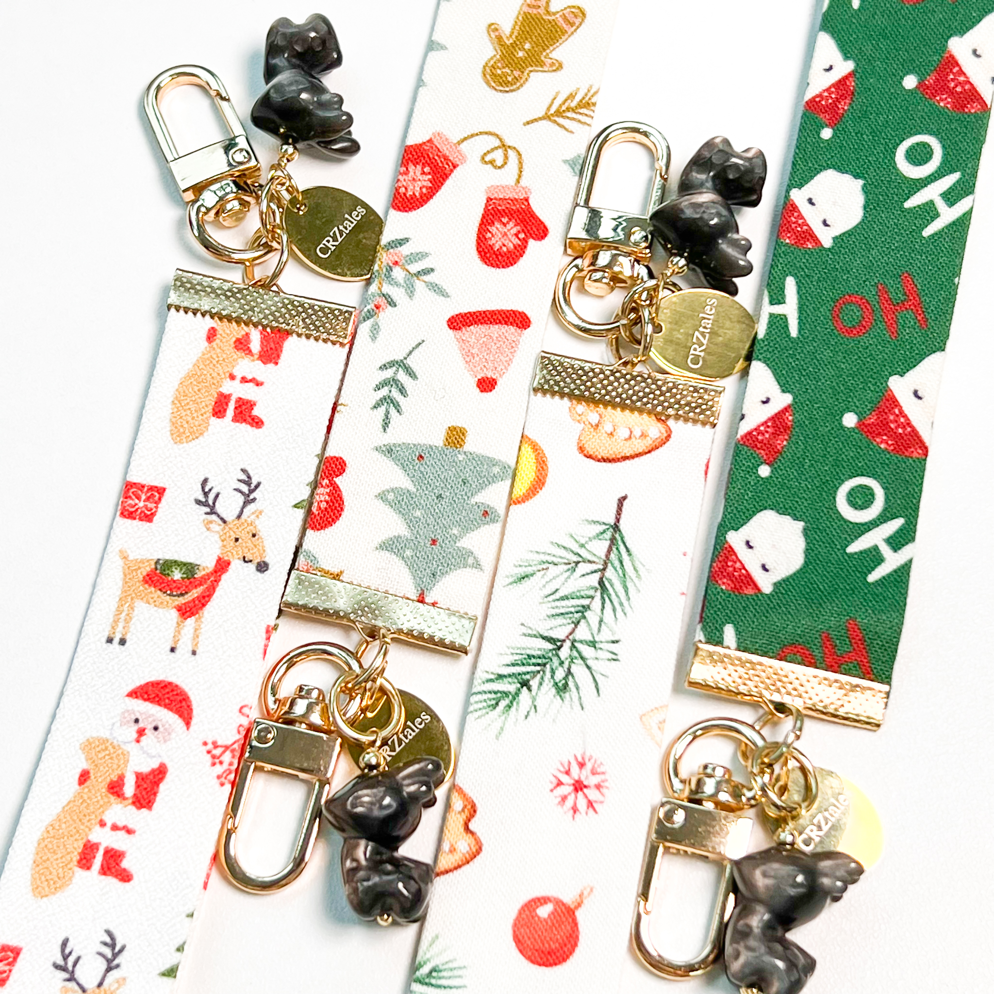 <<SG Seller>> CRZtales Silver Obsidian Reindeer Crystal Charms Christmas Theme Fabric Chain CRZFabChain #CRZFabChains