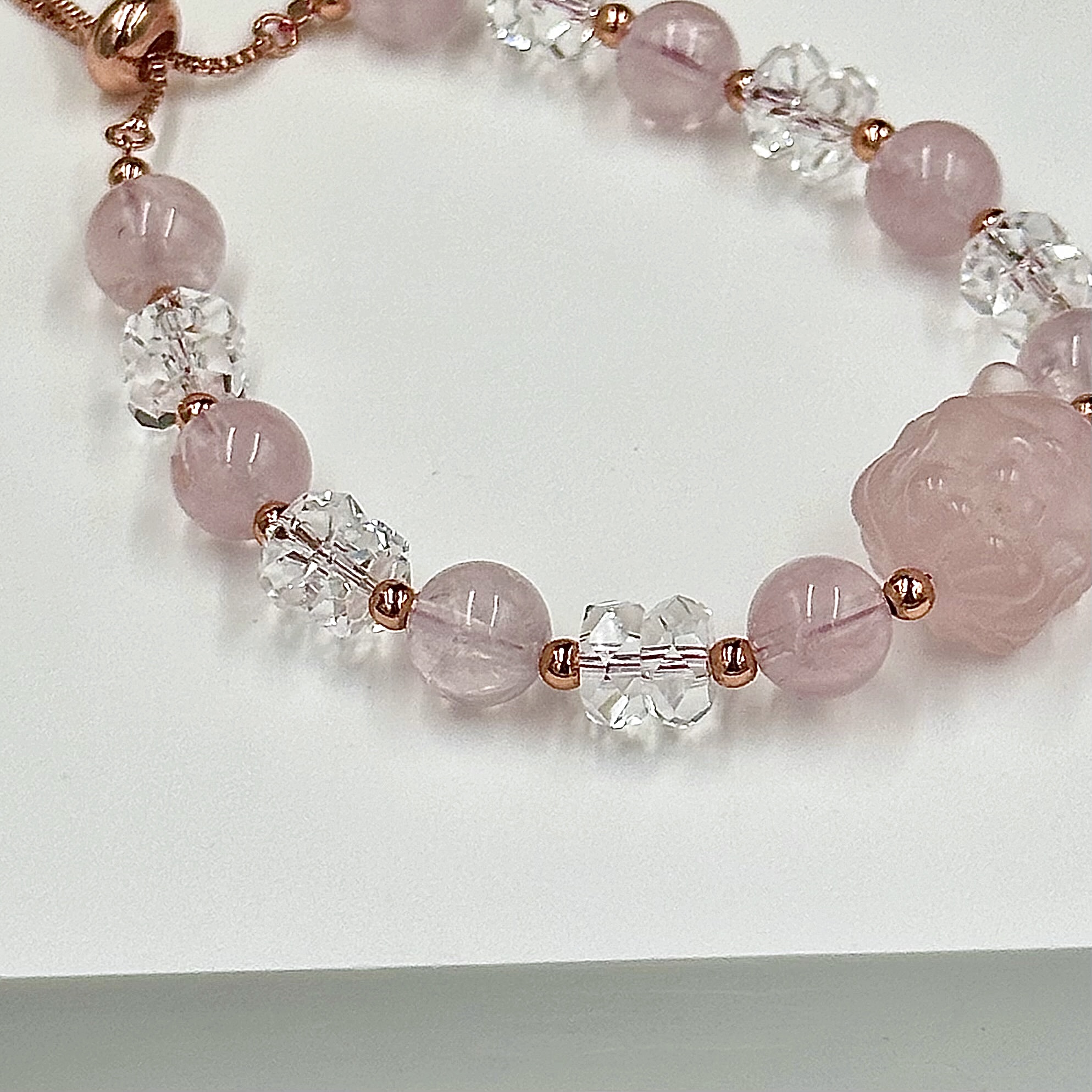 Rose Quartz Nine Tail Fox Push-Pull Bracelet