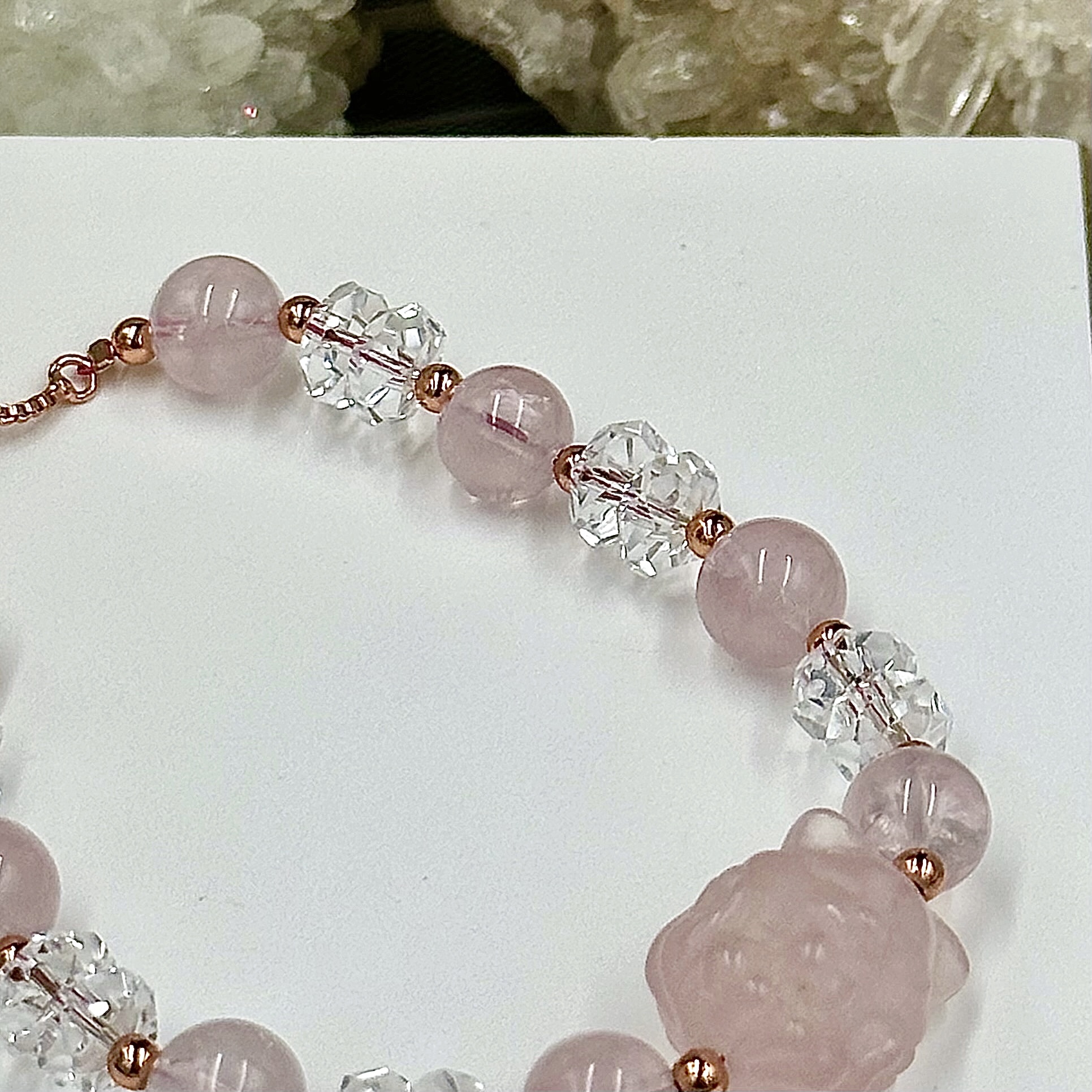 Rose Quartz Nine Tail Fox Push-Pull Bracelet