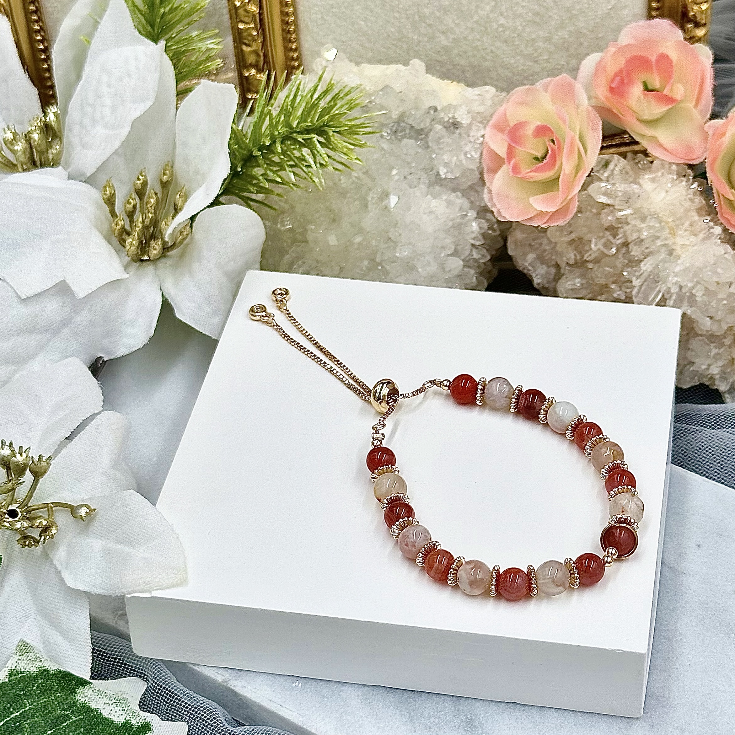 Sakura Agate And Nam Hong Agate Push-Pull Bracelet