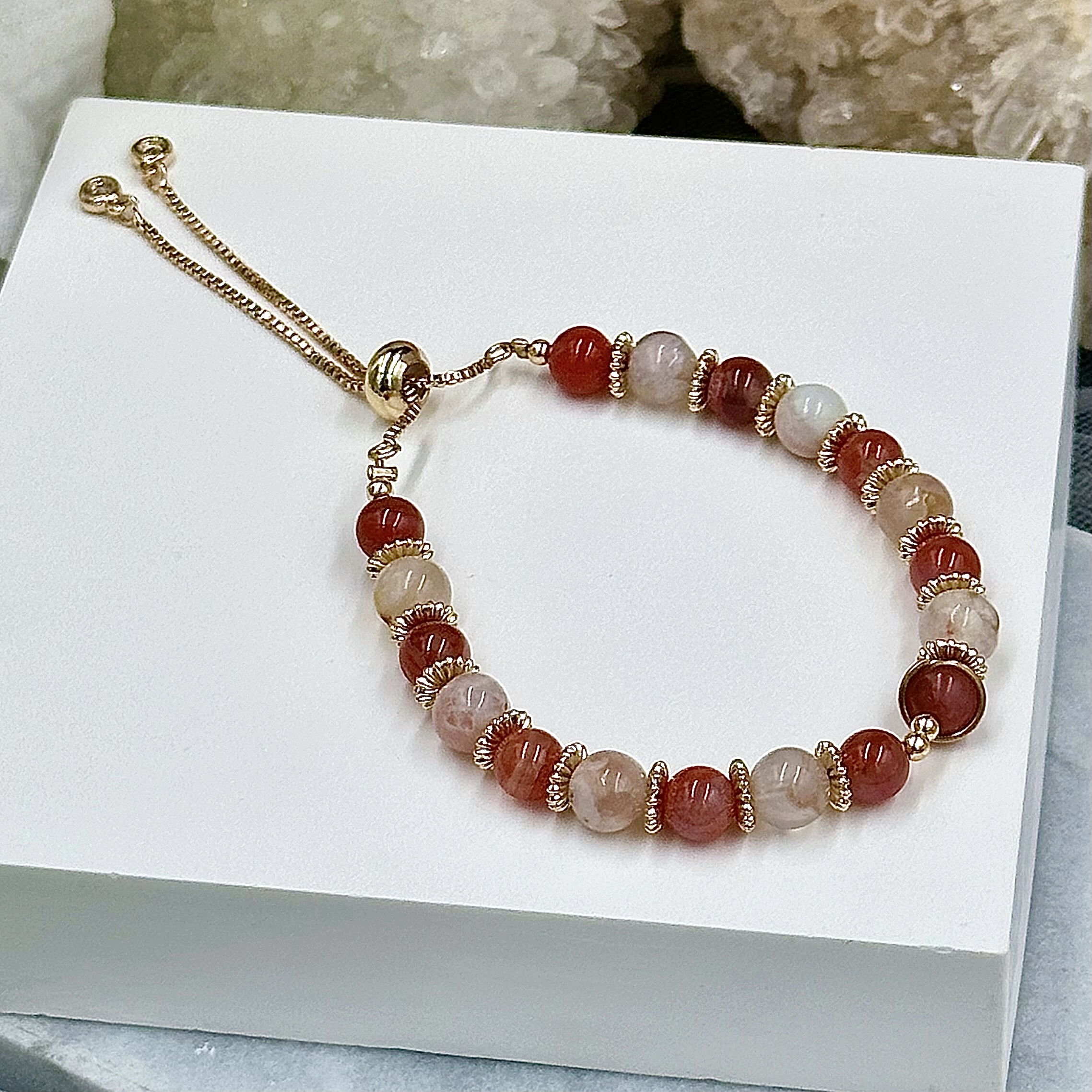 Sakura Agate And Nam Hong Agate Push-Pull Bracelet