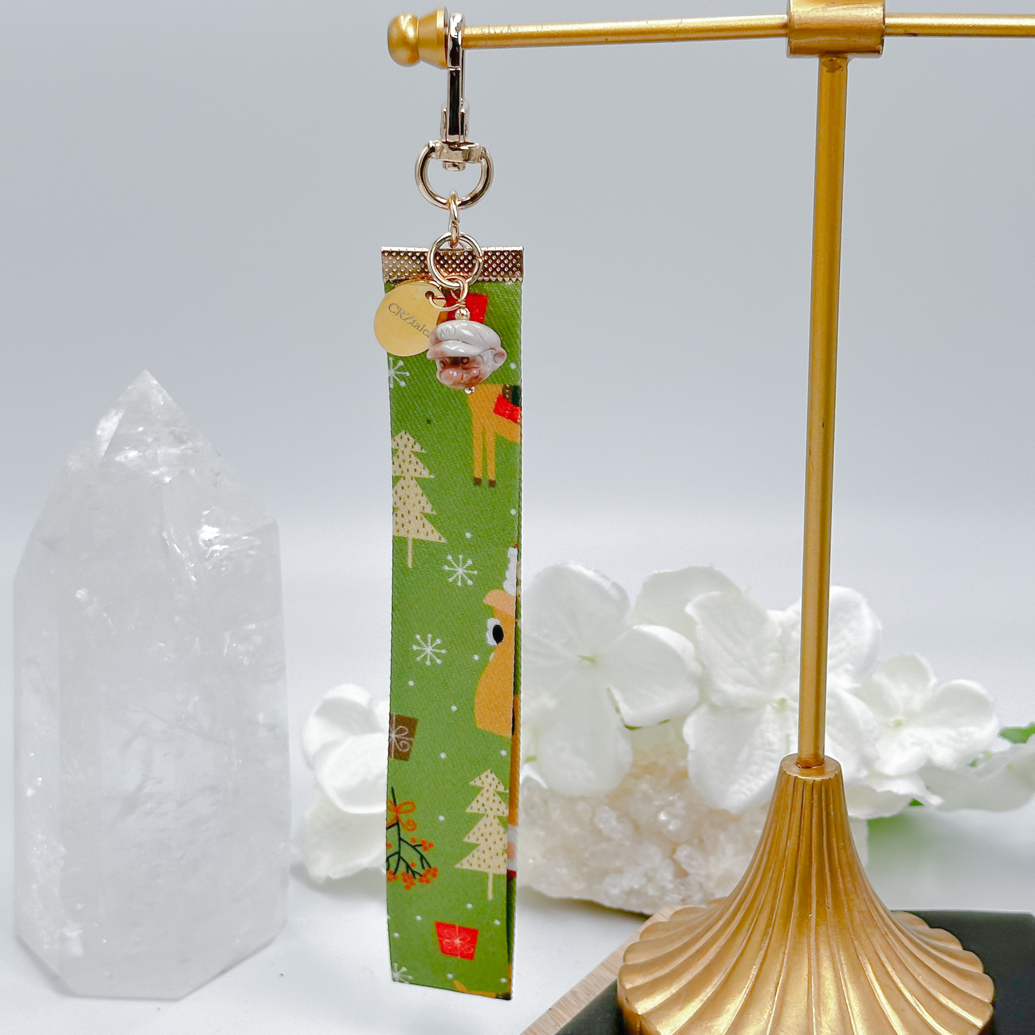 <<SG Seller>> CRZtales Alashan Agate Super Mario Head Crystal Charms Christmas Theme Fabric Chain CRZFabChain #CRZFabChains