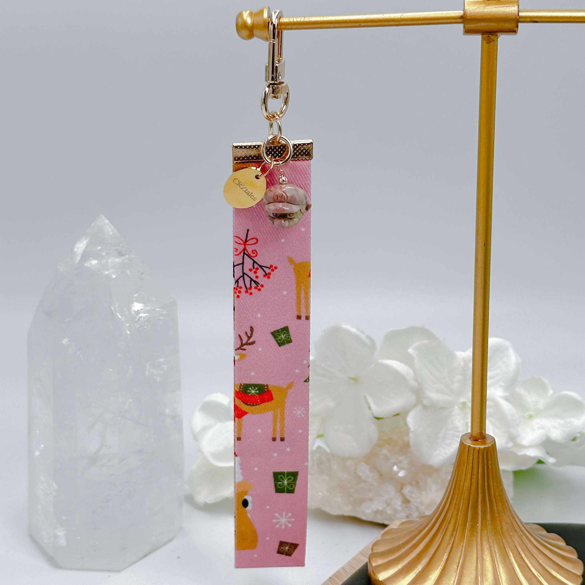 <<SG Seller>> CRZtales Alashan Agate Super Mario Head Crystal Charms Christmas Theme Fabric Chain CRZFabChain #CRZFabChains