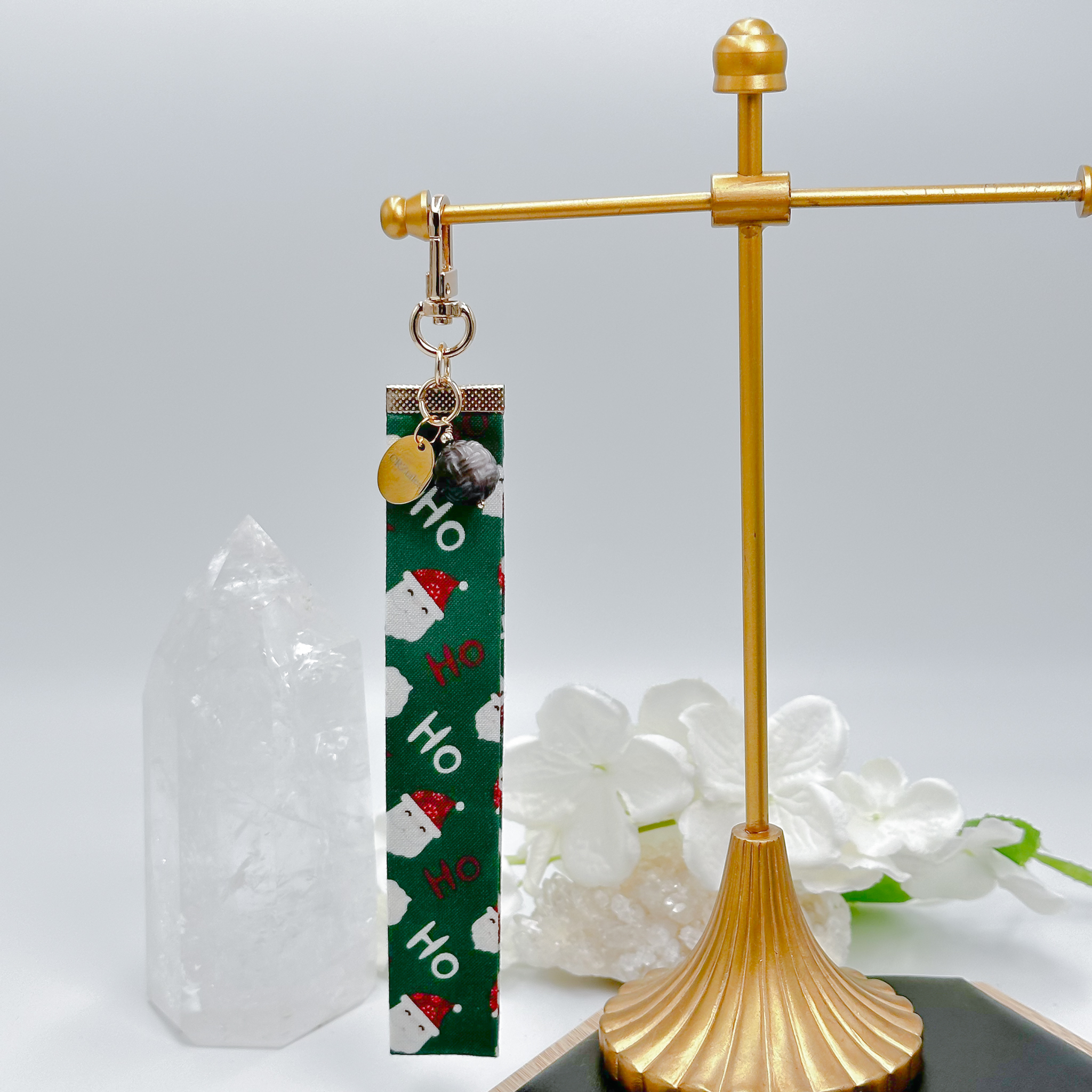 <<SG Seller>> CRZtales Silver Obsidian Yarn Ball Crystal Charms Christmas Theme Fabric Chain CRZFabChain #CRZFabChains