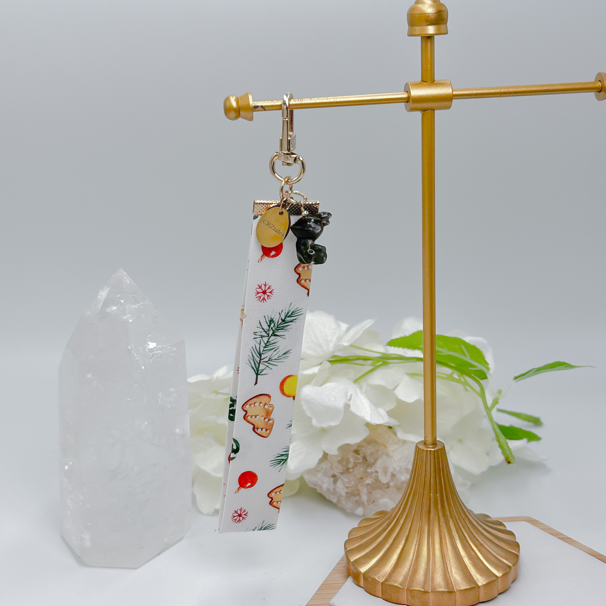 <<SG Seller>> CRZtales Silver Obsidian Reindeer Crystal Charms Christmas Theme Fabric Chain CRZFabChain #CRZFabChains