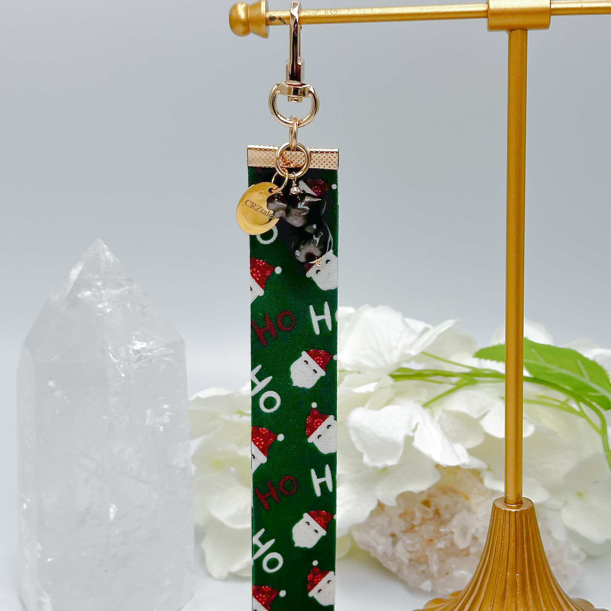 <<SG Seller>> CRZtales Silver Obsidian Reindeer Crystal Charms Christmas Theme Fabric Chain CRZFabChain #CRZFabChains