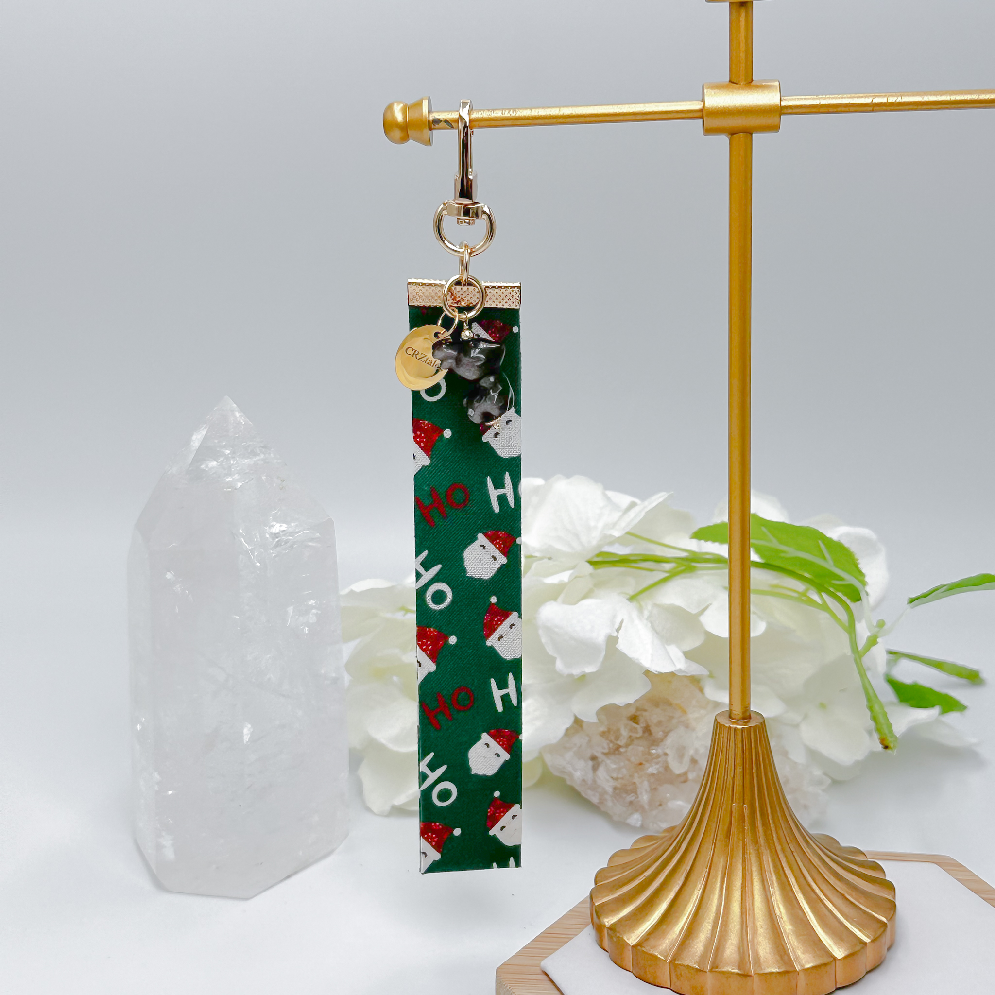 <<SG Seller>> CRZtales Silver Obsidian Reindeer Crystal Charms Christmas Theme Fabric Chain CRZFabChain #CRZFabChains