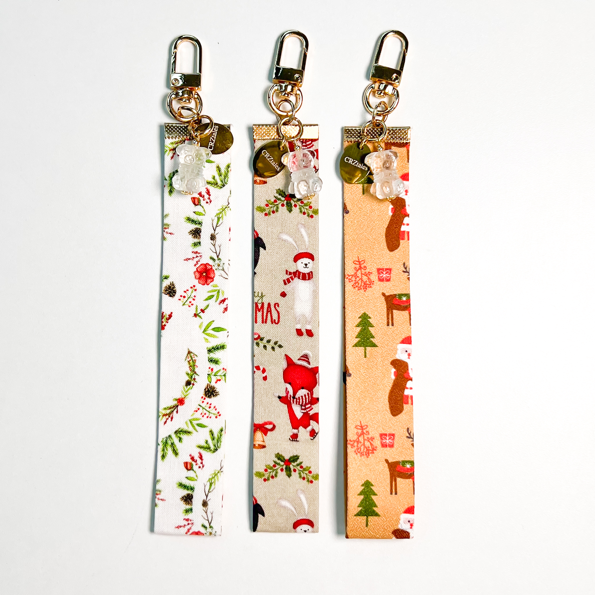 <<SG Seller>> CRZtales Clear Quartz Teddy Bear Crystal Charms Christmas Theme Fabric Chain CRZFabChain #CRZFabChains