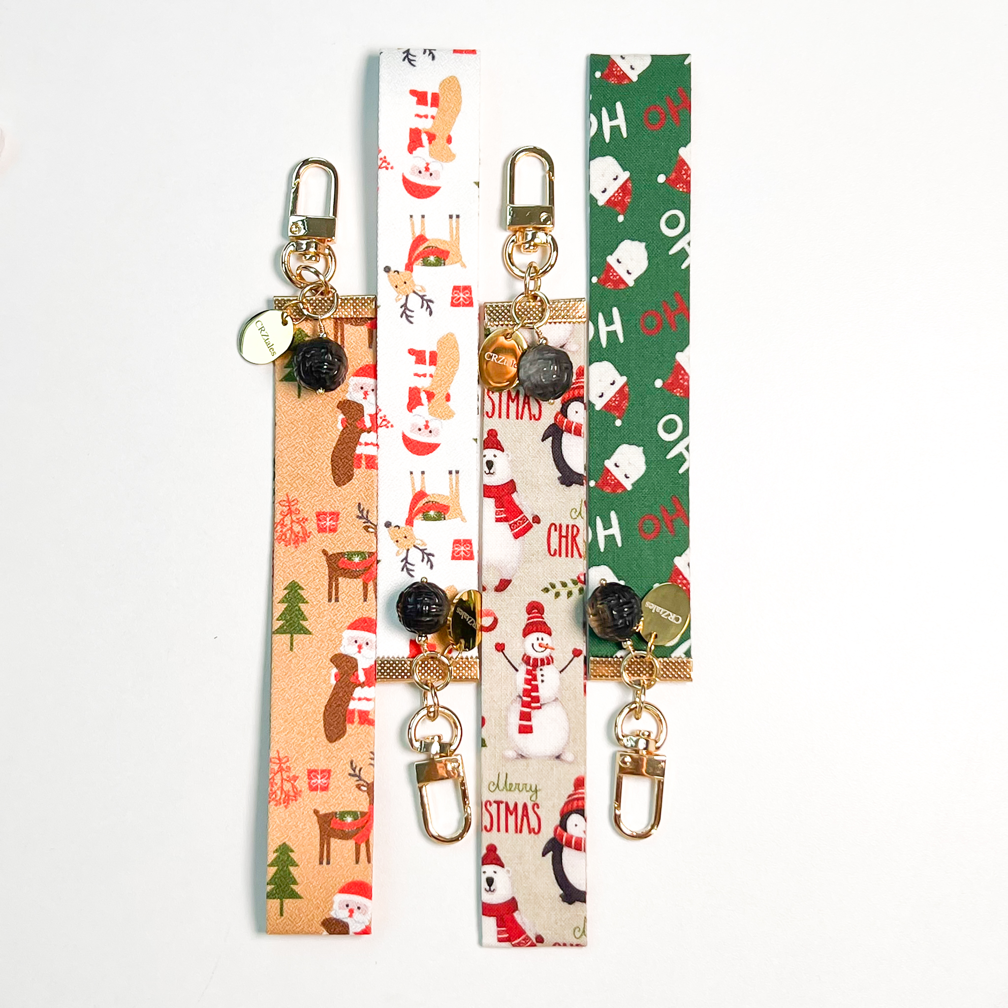 <<SG Seller>> CRZtales Silver Obsidian Yarn Ball Crystal Charms Christmas Theme Fabric Chain CRZFabChain #CRZFabChains