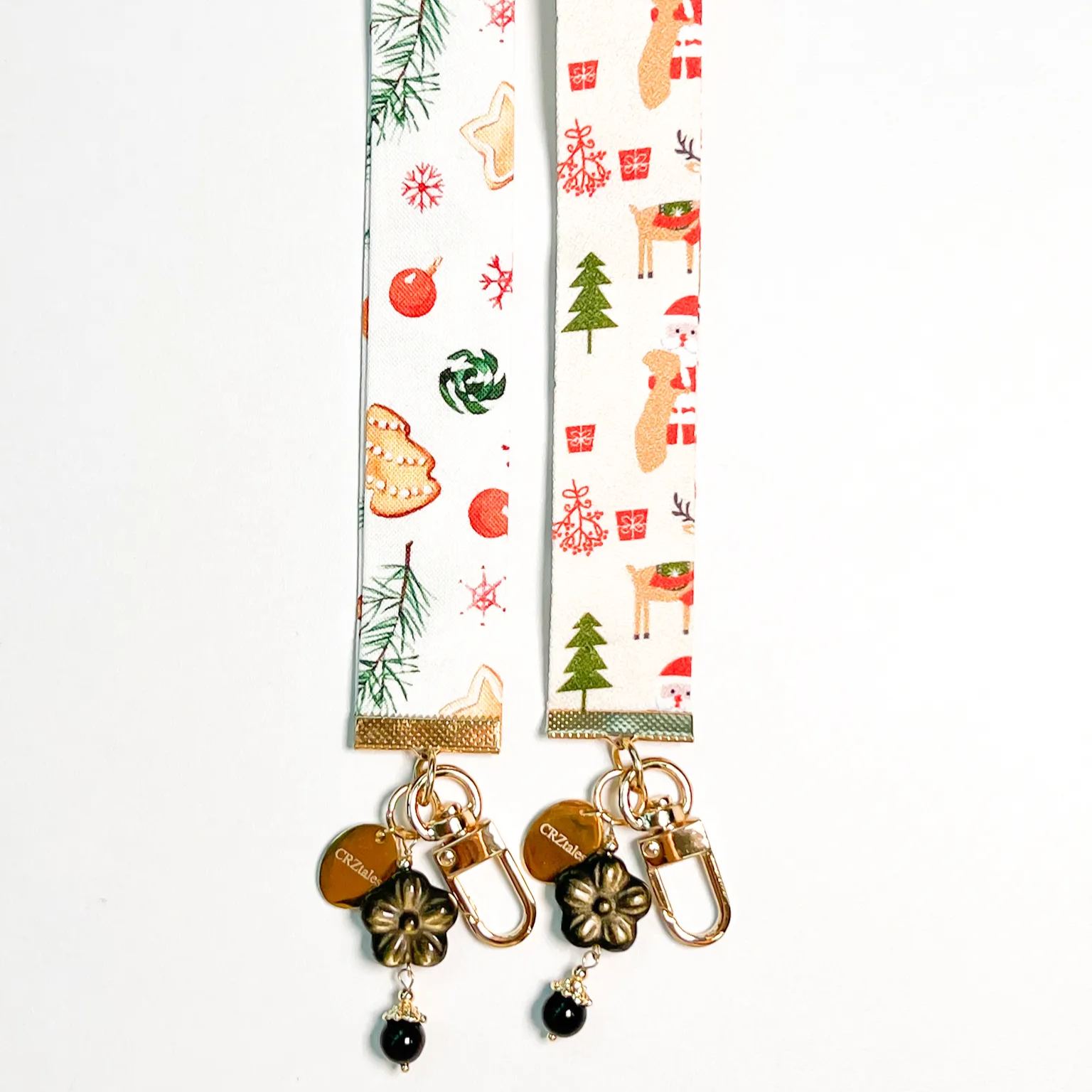 <<SG Seller>> CRZtales Golden Obsidian Flower Crystal Charms Christmas Theme Fabric Chain CRZFabChain #CRZFabChains