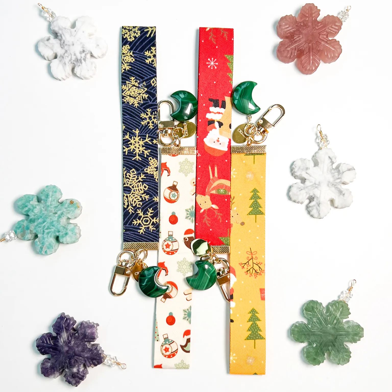 <<SG Seller>> CRZtales Malachite Heart Crystal Charms Christmas Theme Fabric Chain CRZFabChain #CRZFabChains