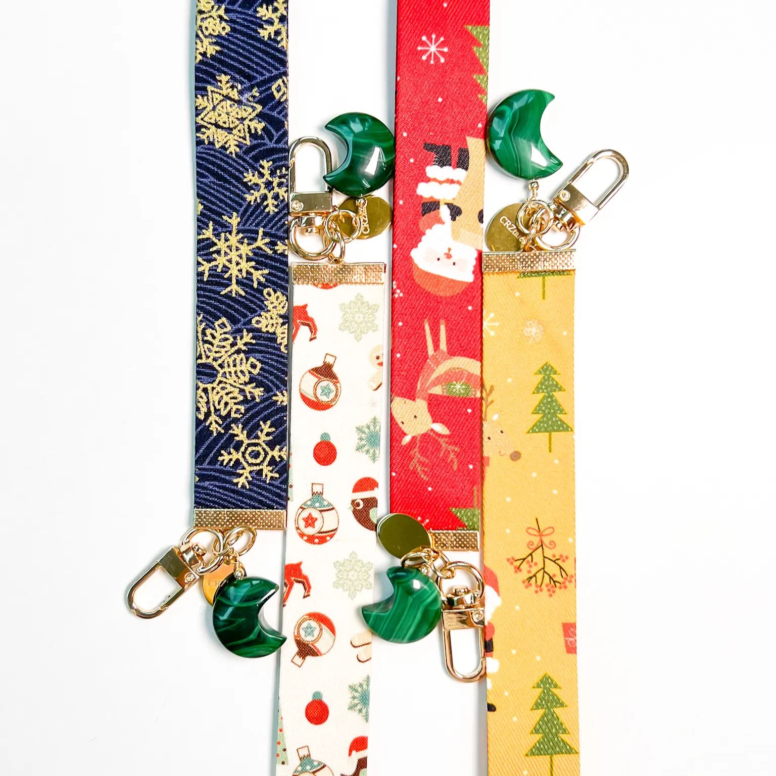 <<SG Seller>> CRZtales Malachite Heart Crystal Charms Christmas Theme Fabric Chain CRZFabChain #CRZFabChains