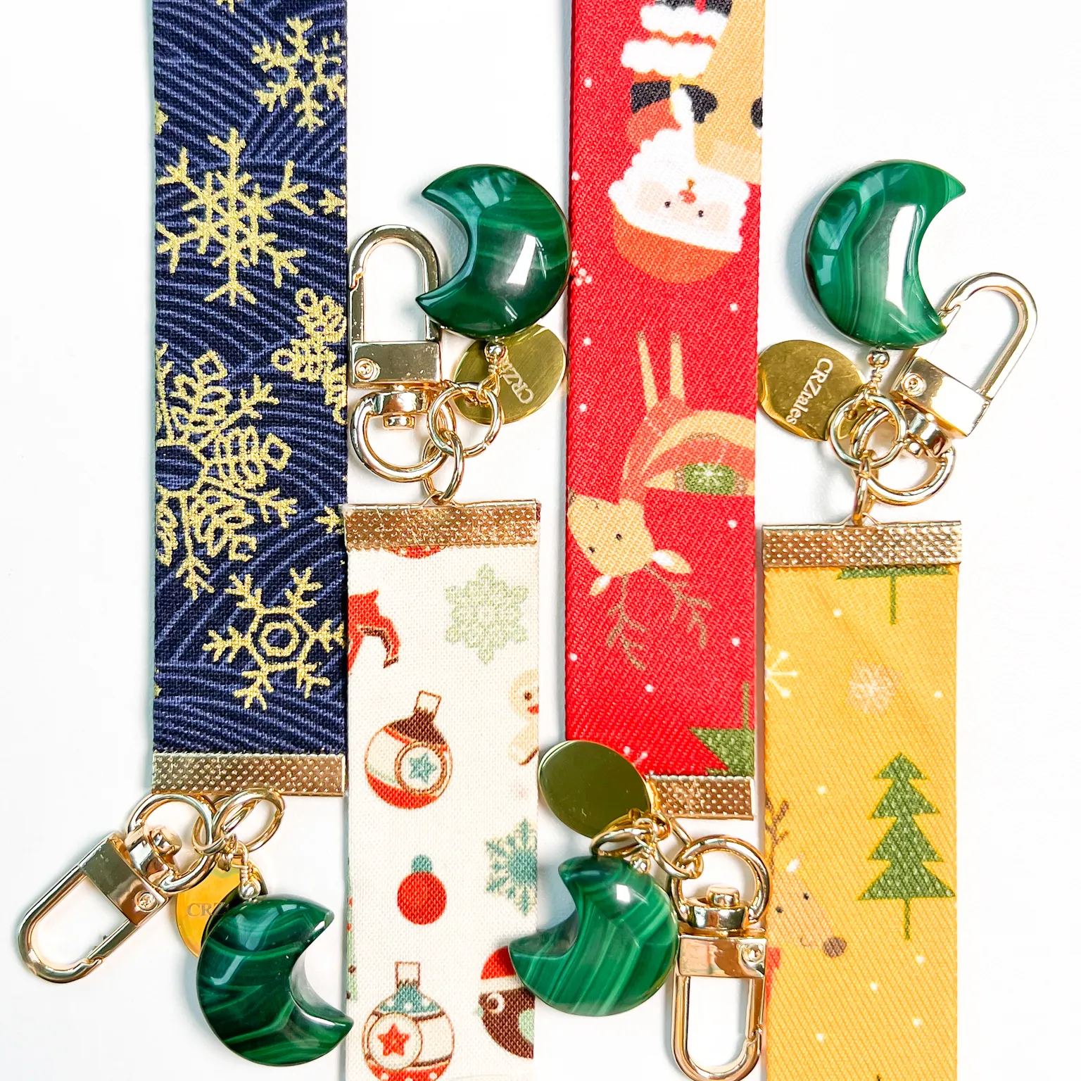 <<SG Seller>> CRZtales Malachite Heart Crystal Charms Christmas Theme Fabric Chain CRZFabChain #CRZFabChains