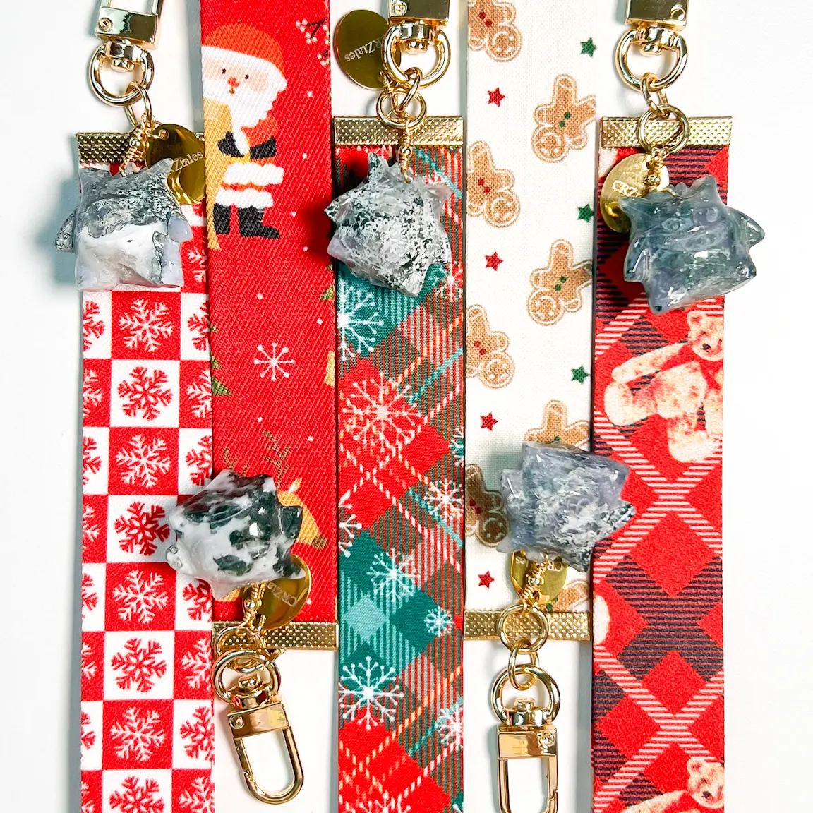 <<SG Seller>> CRZtales Moss Agate Gengar Crystal Charms Christmas Theme Fabric Chain CRZFabChain #CRZFabChains