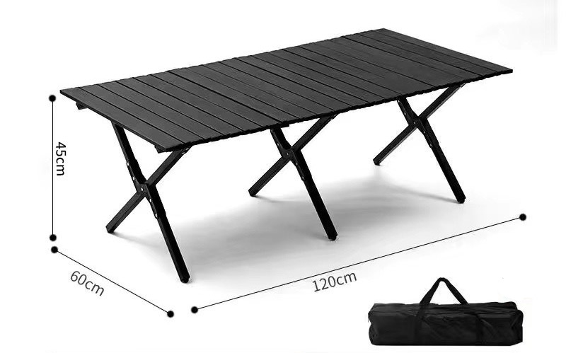 Folding camping table carbon steel portable roll-up picnic table for 4-6 person BBQ Party Large Size 120*60*45cm