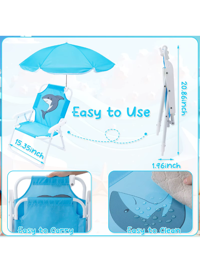 Kids' Foldable Beach & Camping Chair with Adjustable Umbrella &ndash; Lightweight, Portable Outdoor Seat for Sun Protection