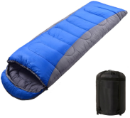 Lightweight Waterproof Warm Adult Camping Sleeping Bag with Compression Bag- Blue
