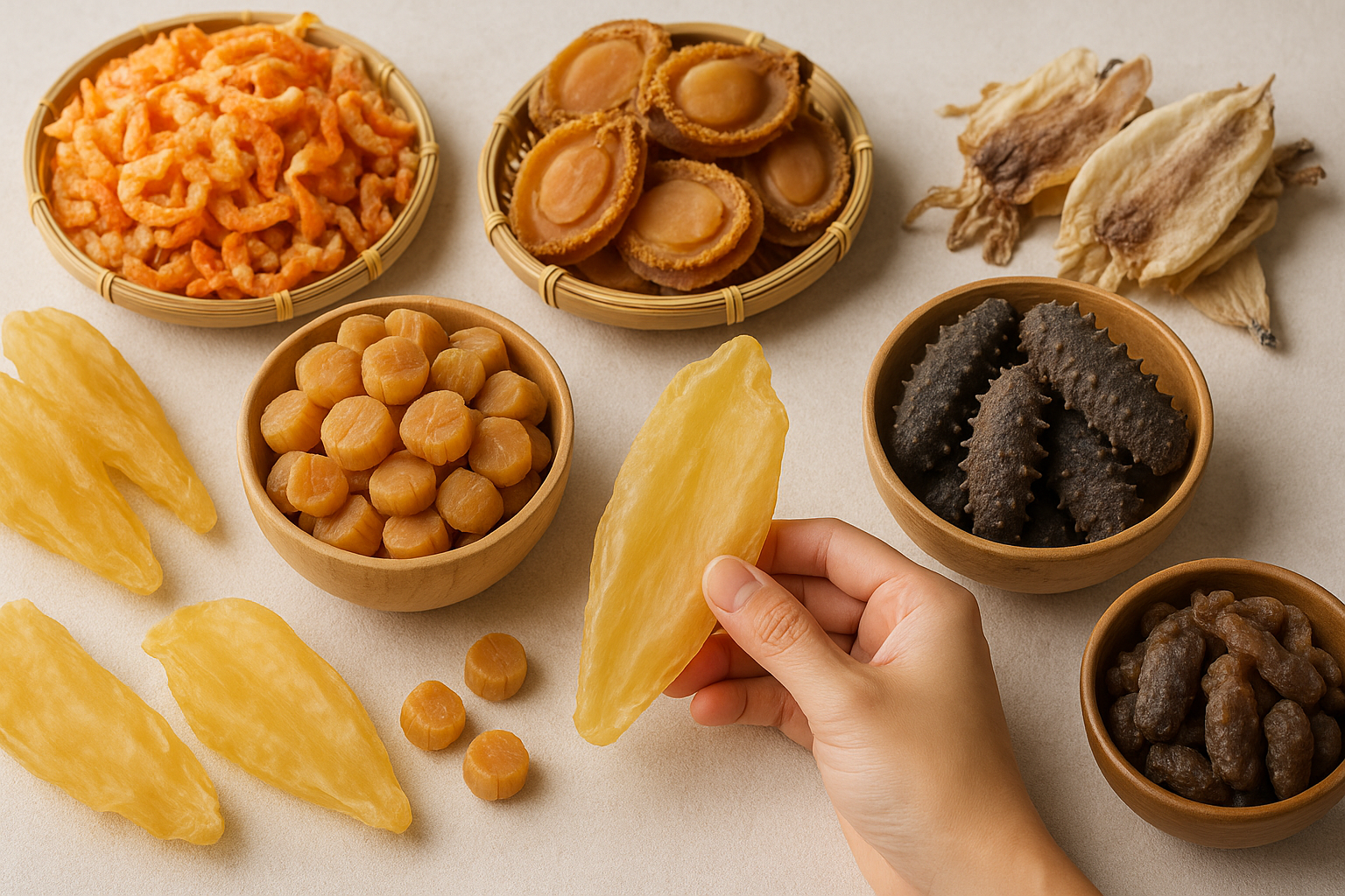 沙巴海味干货精选，包括干贝、花胶、干海参等优质批发与零售产品。