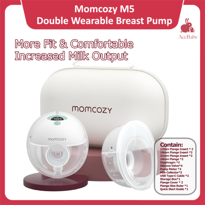 Momcozy M5 Double Wearable Breast Pump of Baby Mouth Double-Sealed Flange with 3 Modes & 9 Levels - 24mm, 2 Pack
