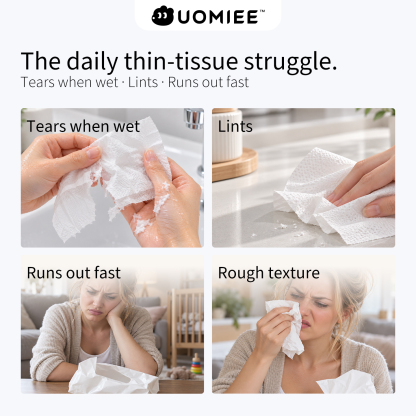 UOMIEE Premium Soft Hanging Tissue 1Pack 500 Sheets 4 Ply Leaf EmbossedBottom Pull Bathroom Tissue Wall Mount