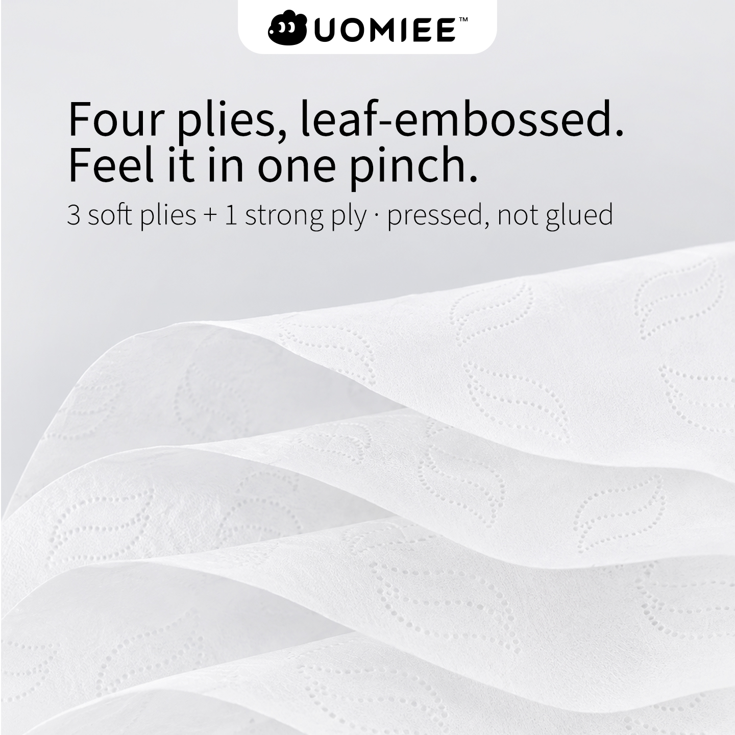 UOMIEE Premium Soft Hanging Tissue 1Pack 500 Sheets 4 Ply Leaf EmbossedBottom Pull Bathroom Tissue Wall Mount