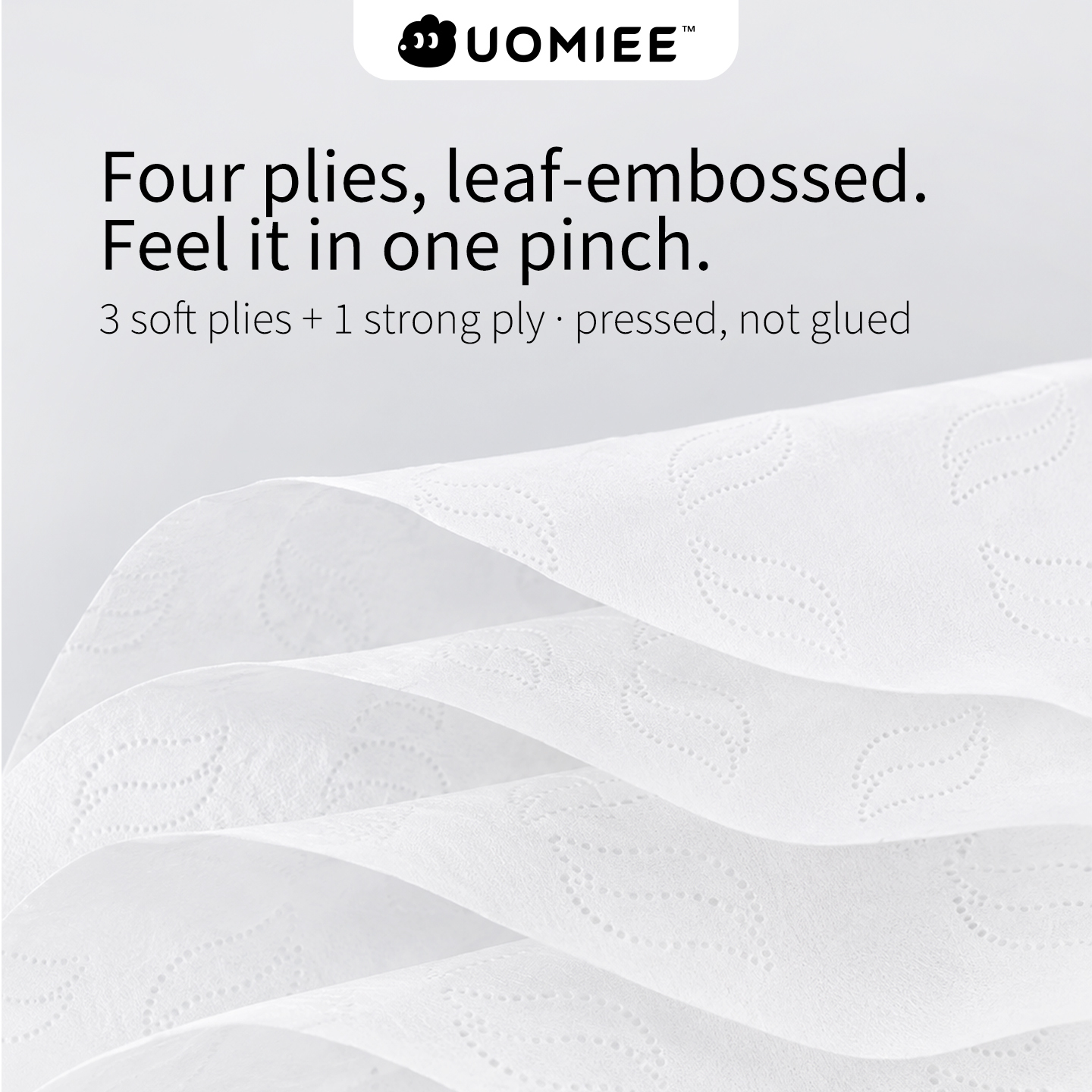 UOMIEE Premium Soft Hanging Tissue 1Pack 500 Sheets 4 Ply Leaf EmbossedBottom Pull Bathroom Tissue Wall Mount