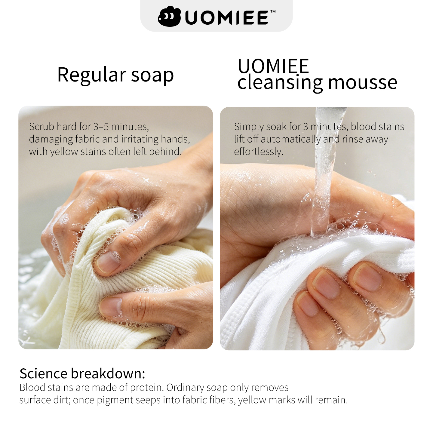  UOMIEE Lingerie Detergent Mousse Underwear Anti-bacterial Detergent Mousse Remove Stains Easy To Use 300ml