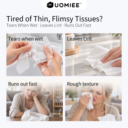 Uomiee Premium Ultra Soft Tissue 4 Packs Soft Pack Facial Tissue BundleValue Pack