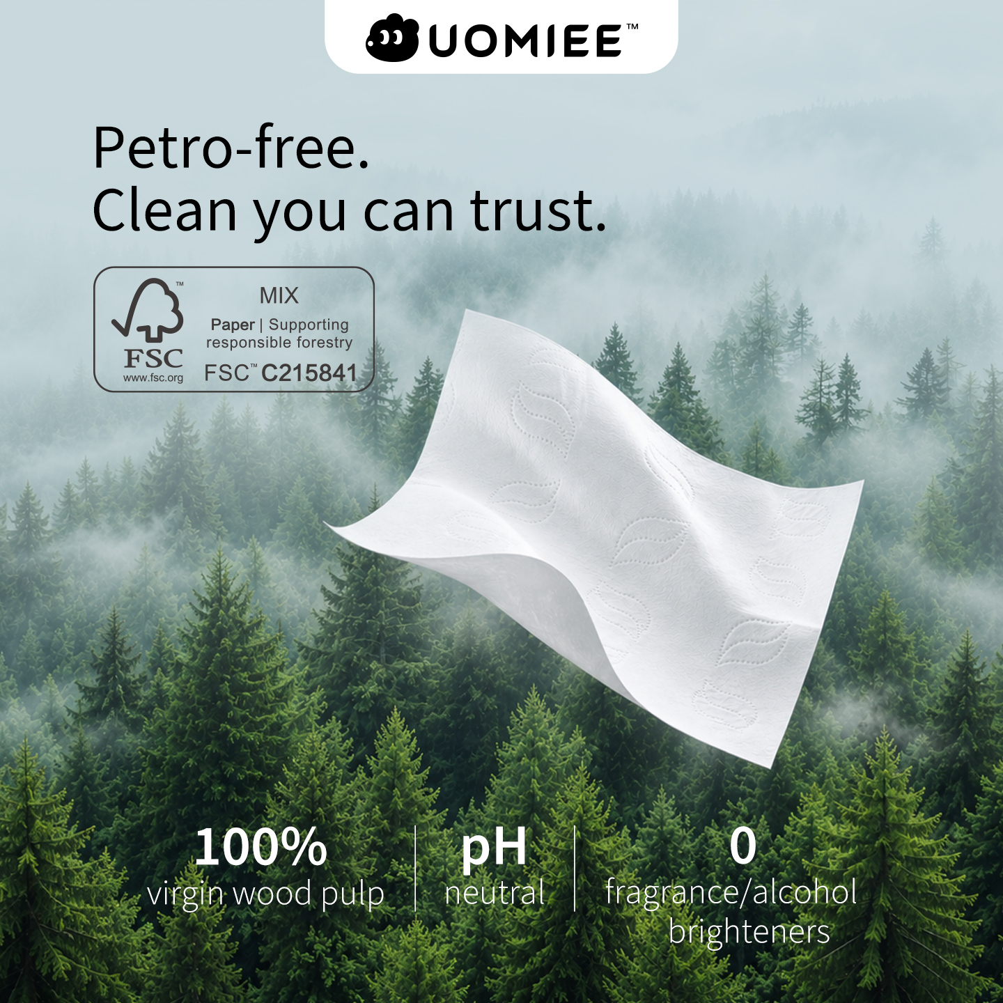 UOMIEE Premium Soft Hanging Tissue 1Pack 500 Sheets 4 Ply Leaf EmbossedBottom Pull Bathroom Tissue Wall Mount